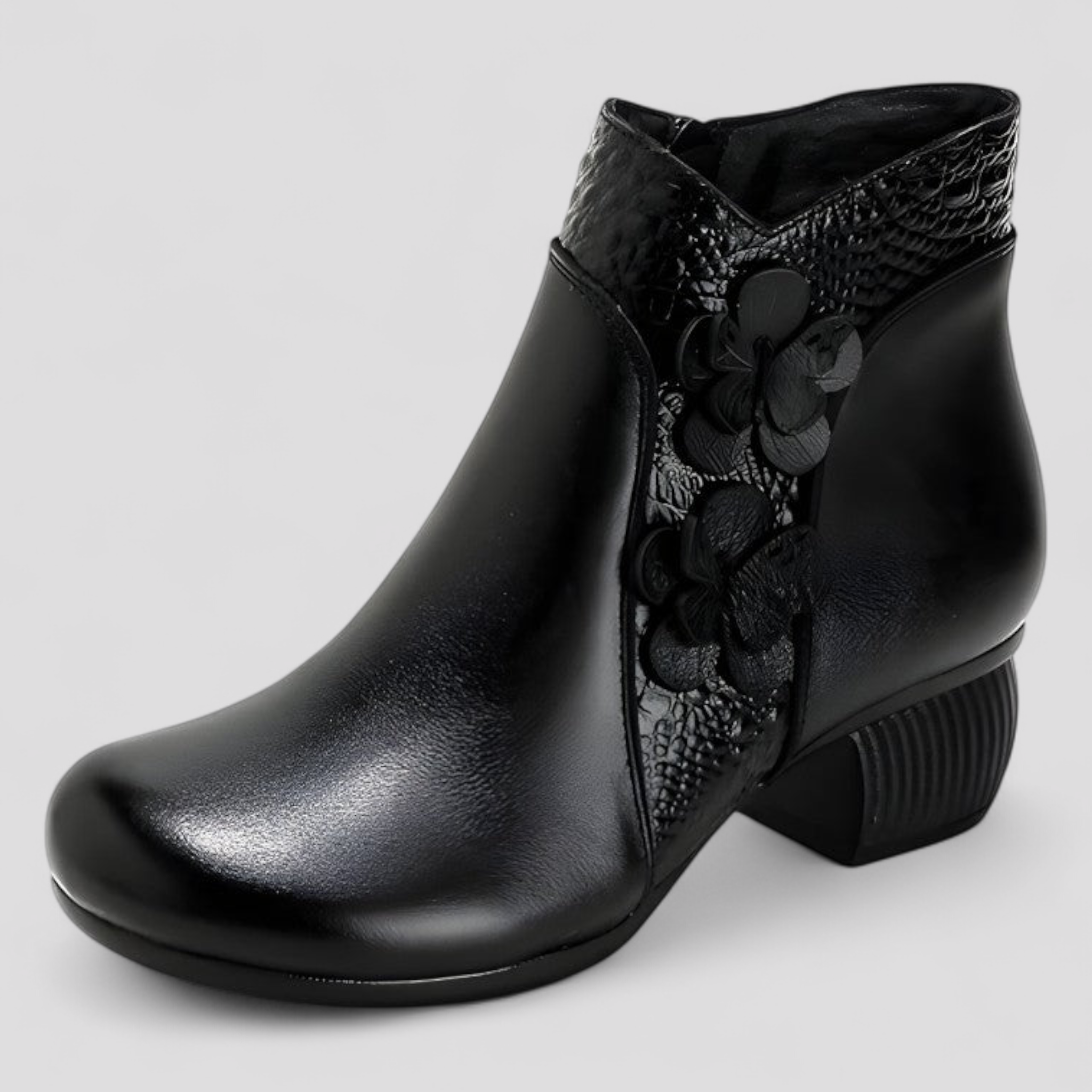 Greta | Retro-Stiefeletten aus echtem Leder mit optischem Absatz