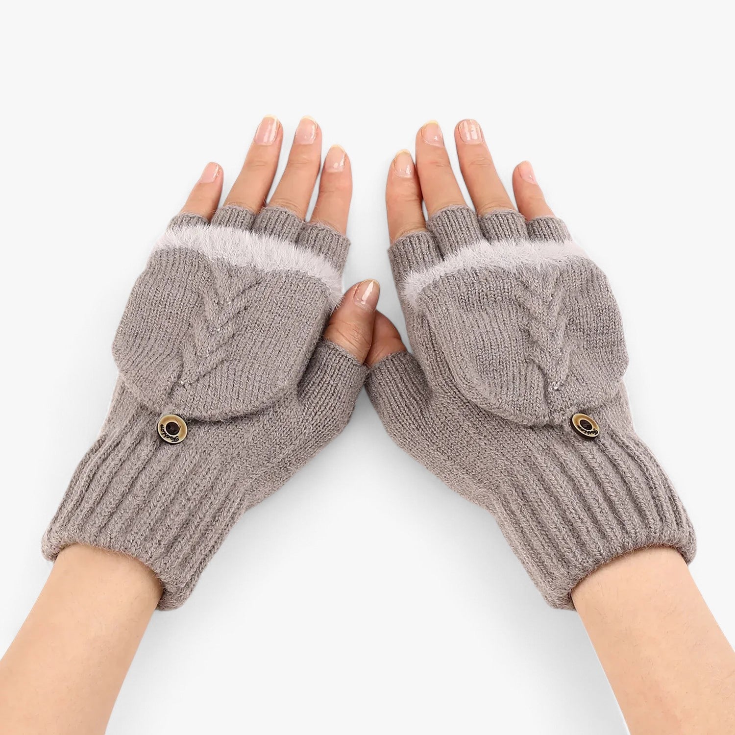 Dicke umgeschlagene gestrickte Handschuhe für Damen - für kaltes Wetter - Khaki Eine Größe - Dicke umgeschlagene gestrickte Handschuhe für Damen - für kaltes Wetter - €25 - Concept Neurenberg