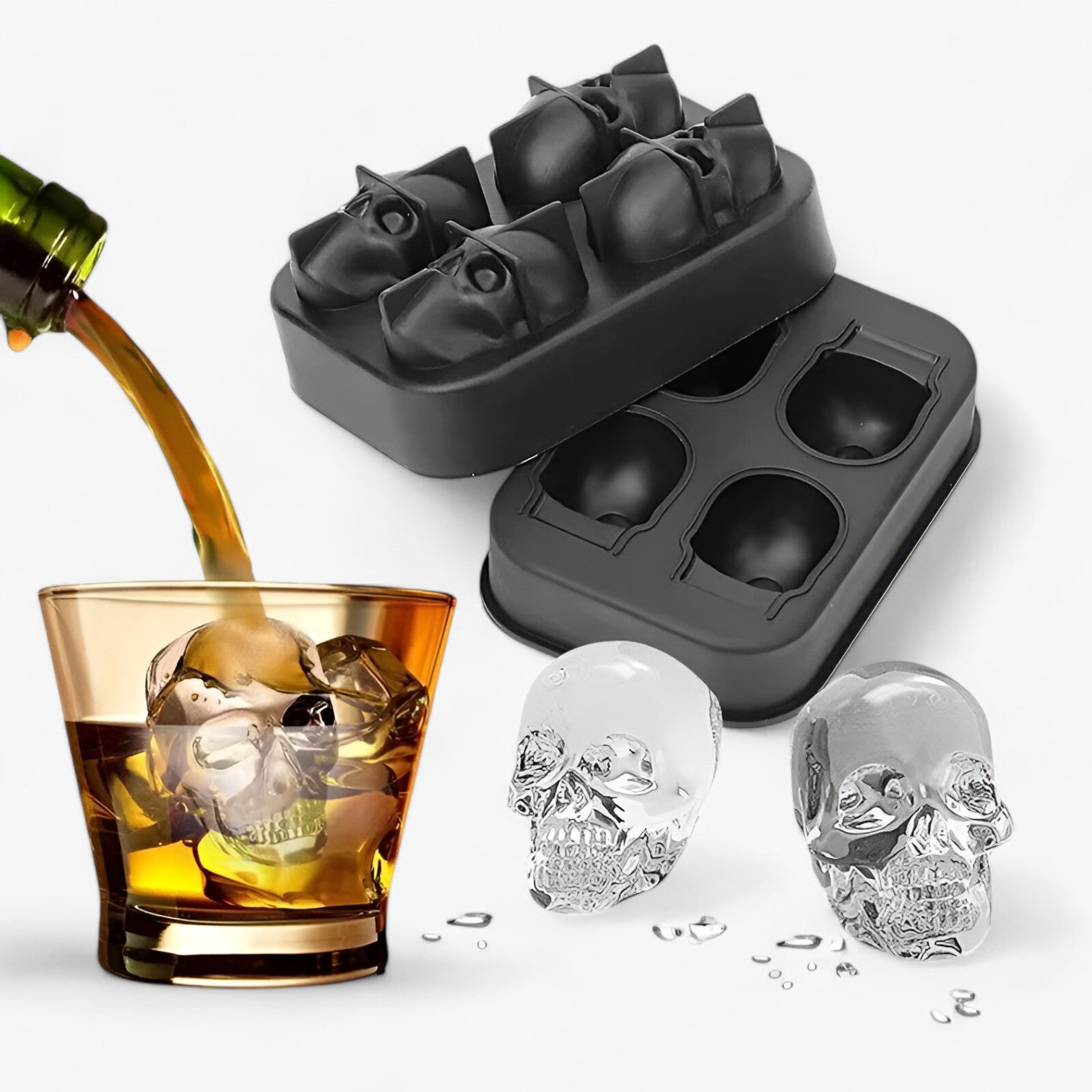 3D Schädel Eiswürfelform mit Trichter für kreative Getränke und Cocktails - - 3D Schädel Eiswürfelform mit Trichter für kreative Getränke und Cocktails - €25 - Concept Neurenberg