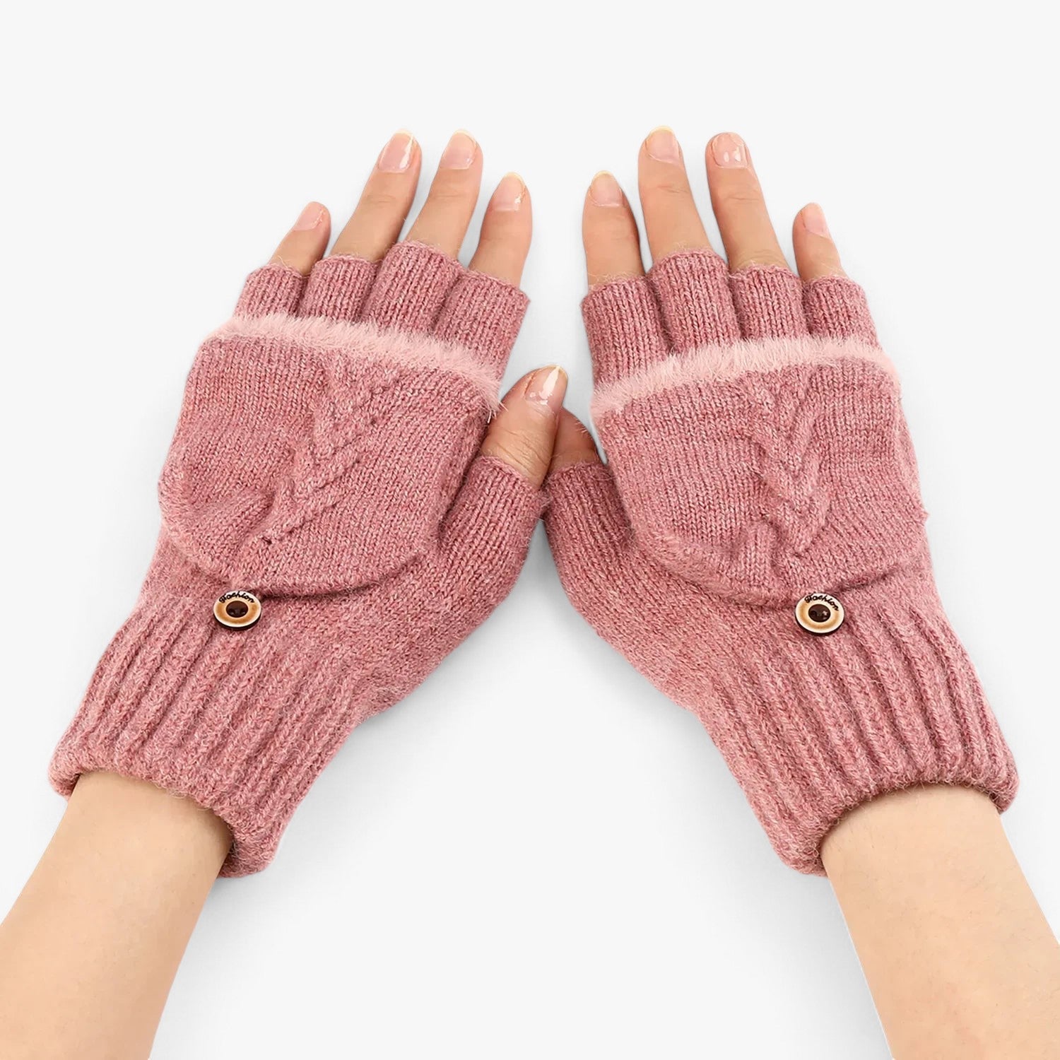 Dicke umgeschlagene gestrickte Handschuhe für Damen - für kaltes Wetter - Dunkelrosa Eine Größe - Dicke umgeschlagene gestrickte Handschuhe für Damen - für kaltes Wetter - €25 - Concept Neurenberg