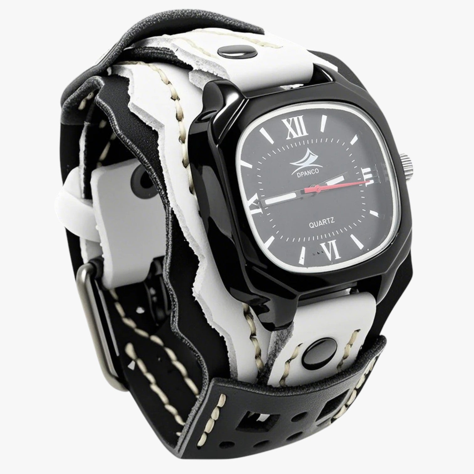 Alden | Großes quadratisches Herrenuhr mit echtem Lederarmband