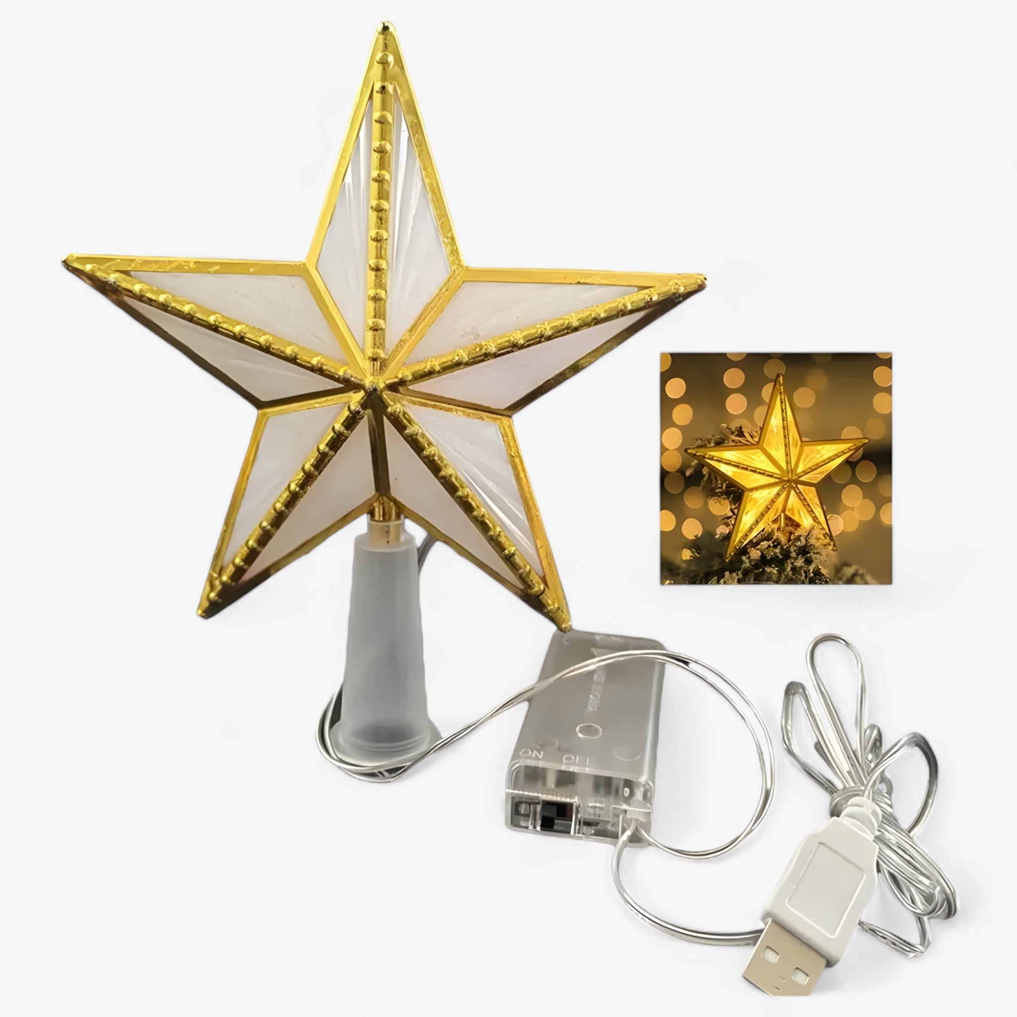 Topper Star | LED Leuchtende Stern mit Fünf Spitzen für den Weihnachtsbaum - Heißes Weiß A - Topper Star | LED Leuchtende Stern mit Fünf Spitzen für den Weihnachtsbaum - €25 - Concept Düsseldorf