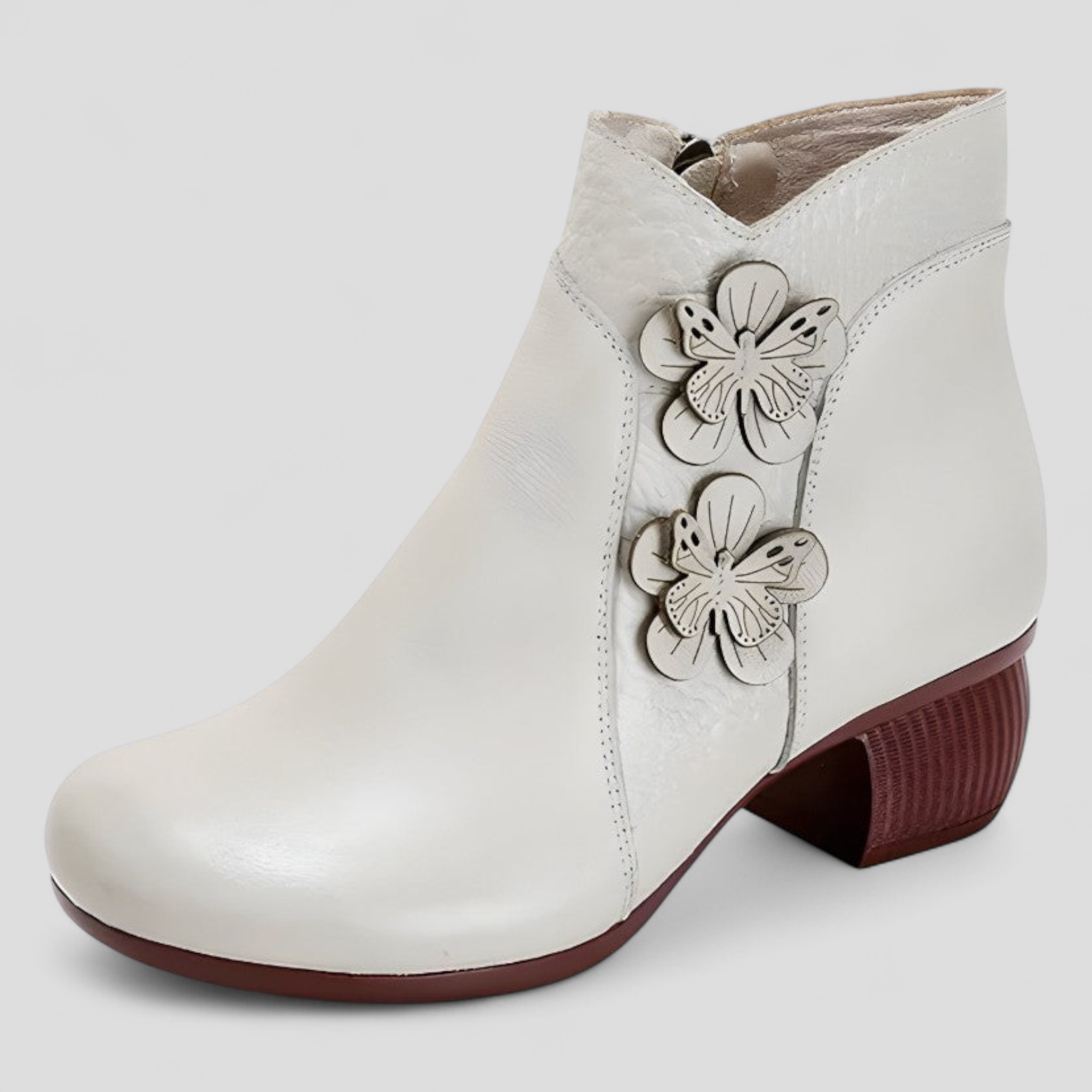 Greta | Retro-Stiefeletten aus echtem Leder mit optischem Absatz
