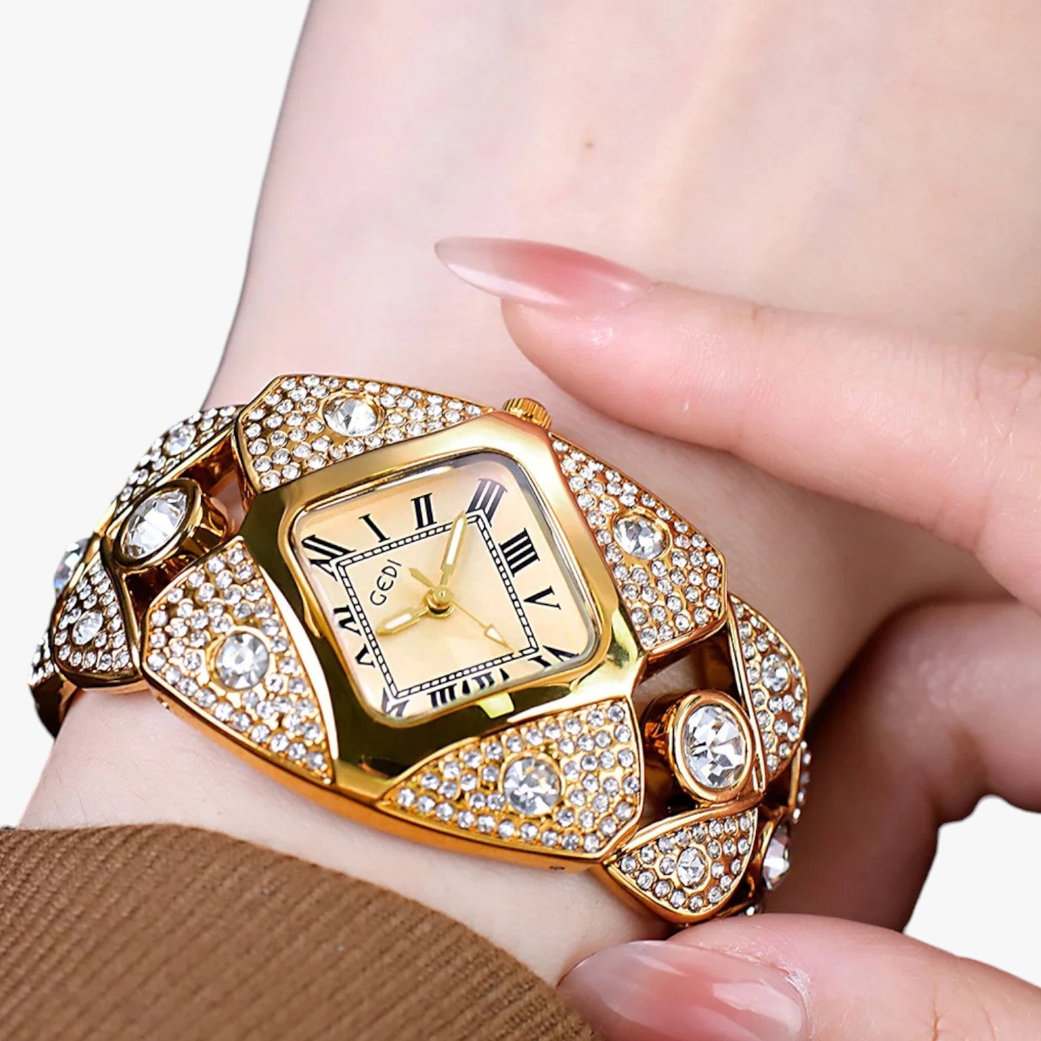 Callie | Damenuhr 2025 Eleganz mit Licht, Diamanten und wasserdichtem Design