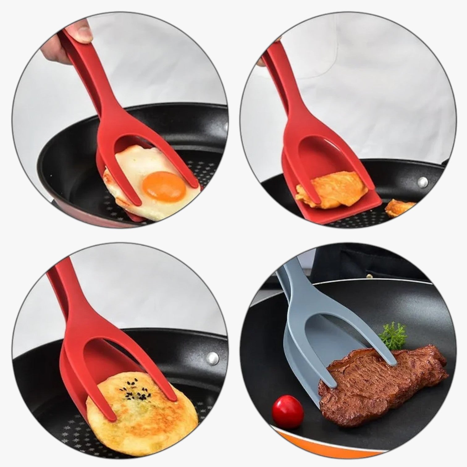 Carson | Silikon-Spatula-Zange 2-in-1 für Eier und Fisch
