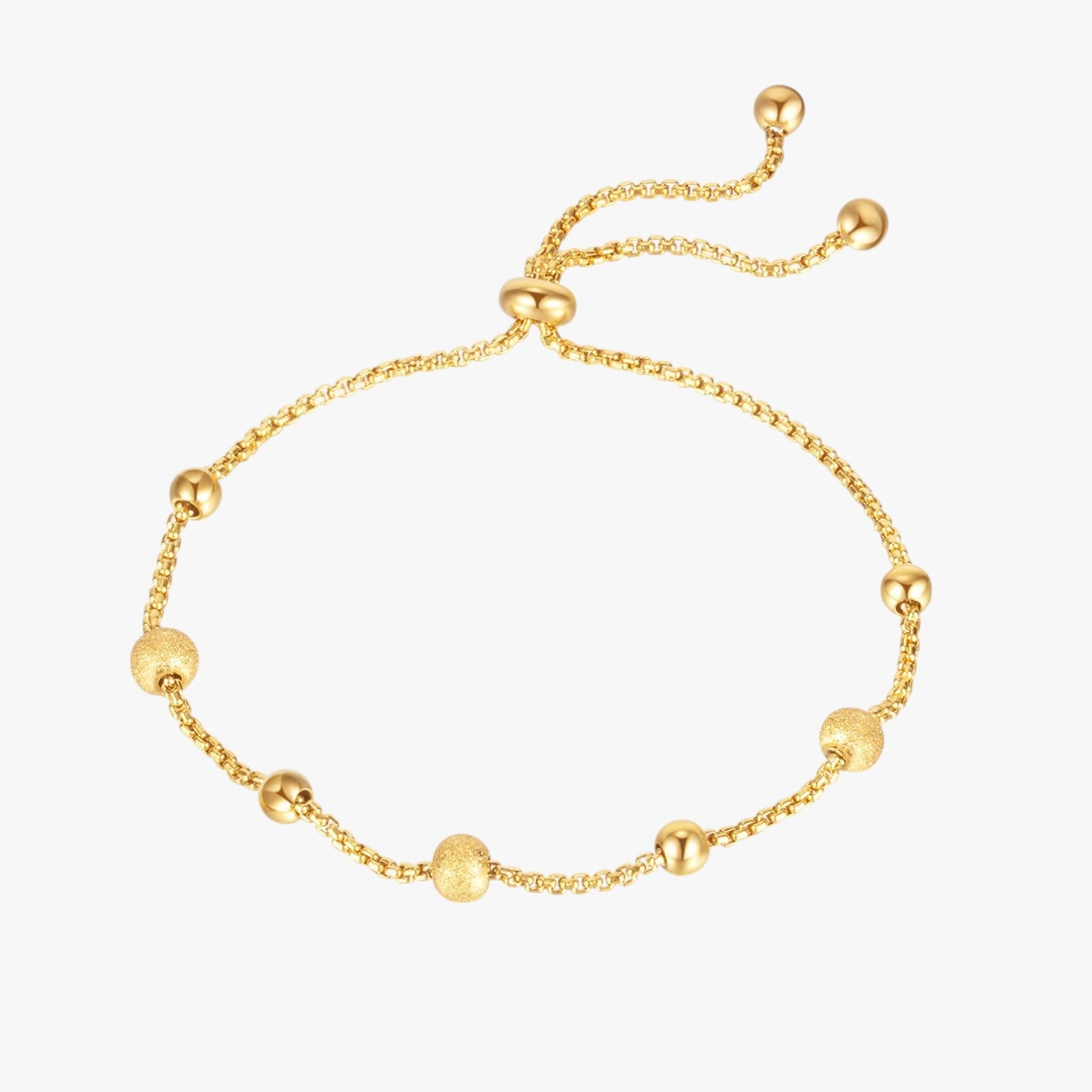 Alaia | Verstellbares Armband mit mattierten Perlen aus Edelstahl