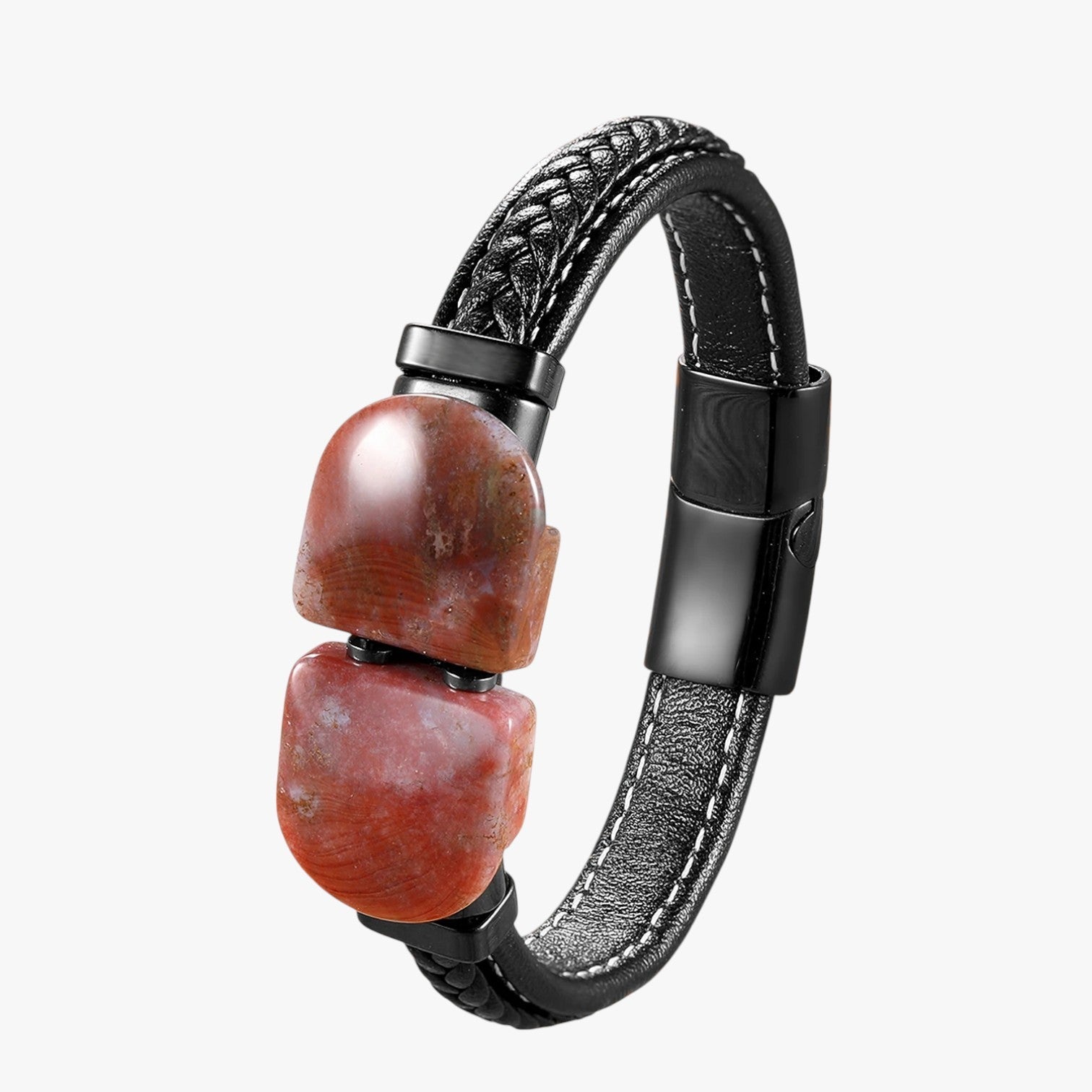 Charlie | Herrenarmband aus Naturstein und Leder Geschenk Elegant 2025