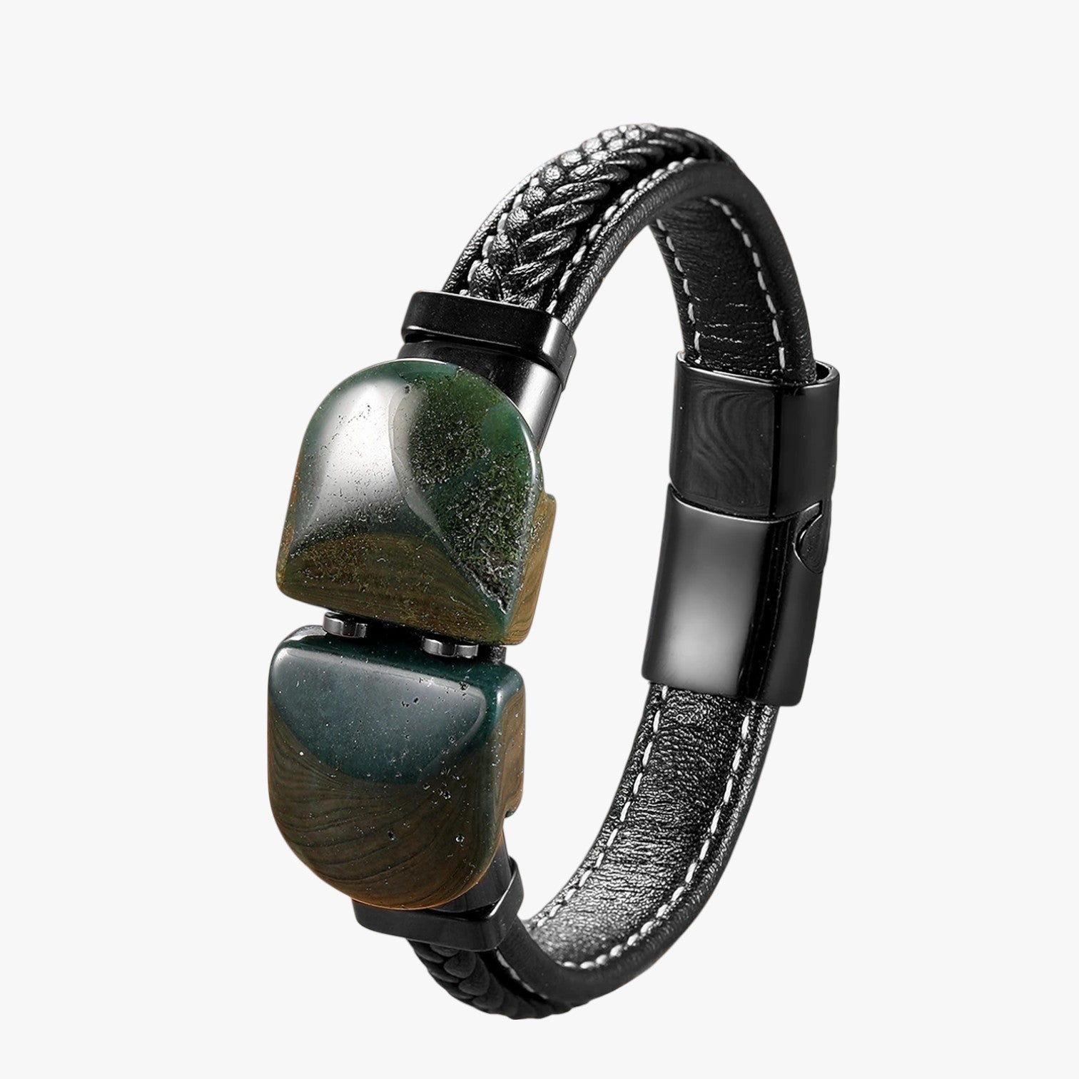 Charlie | Herrenarmband aus Naturstein und Leder Geschenk Elegant 2025