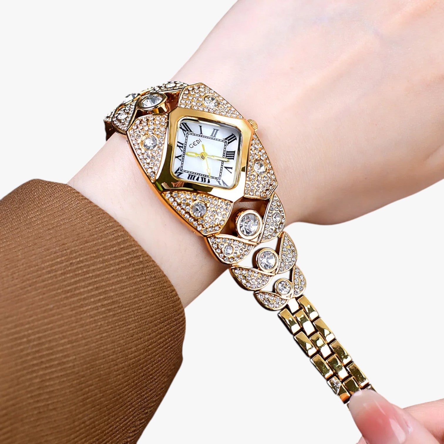 Callie | Damenuhr 2025 Eleganz mit Licht, Diamanten und wasserdichtem Design