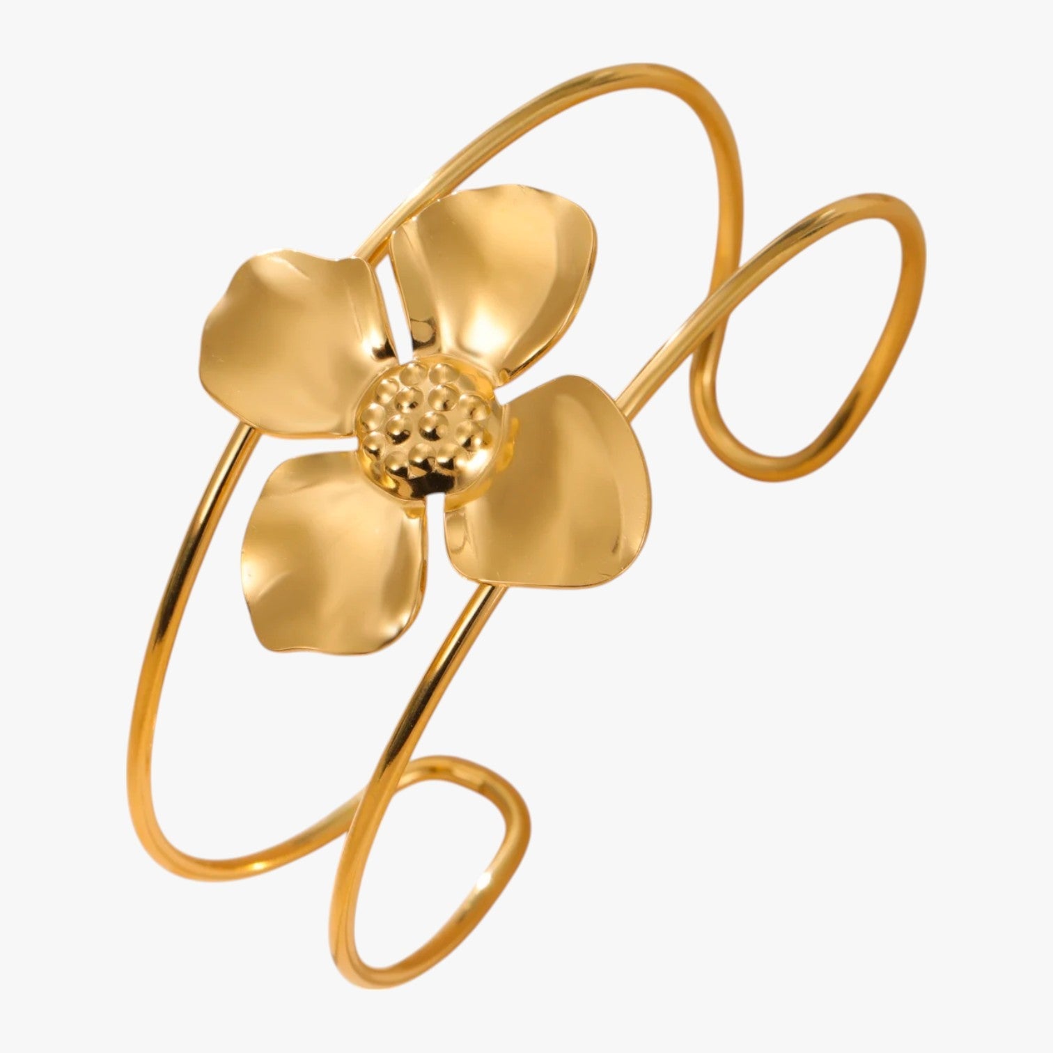 Vivian | Flora Gold Edelstahl Blumen Armreif, wasserdicht und elegant