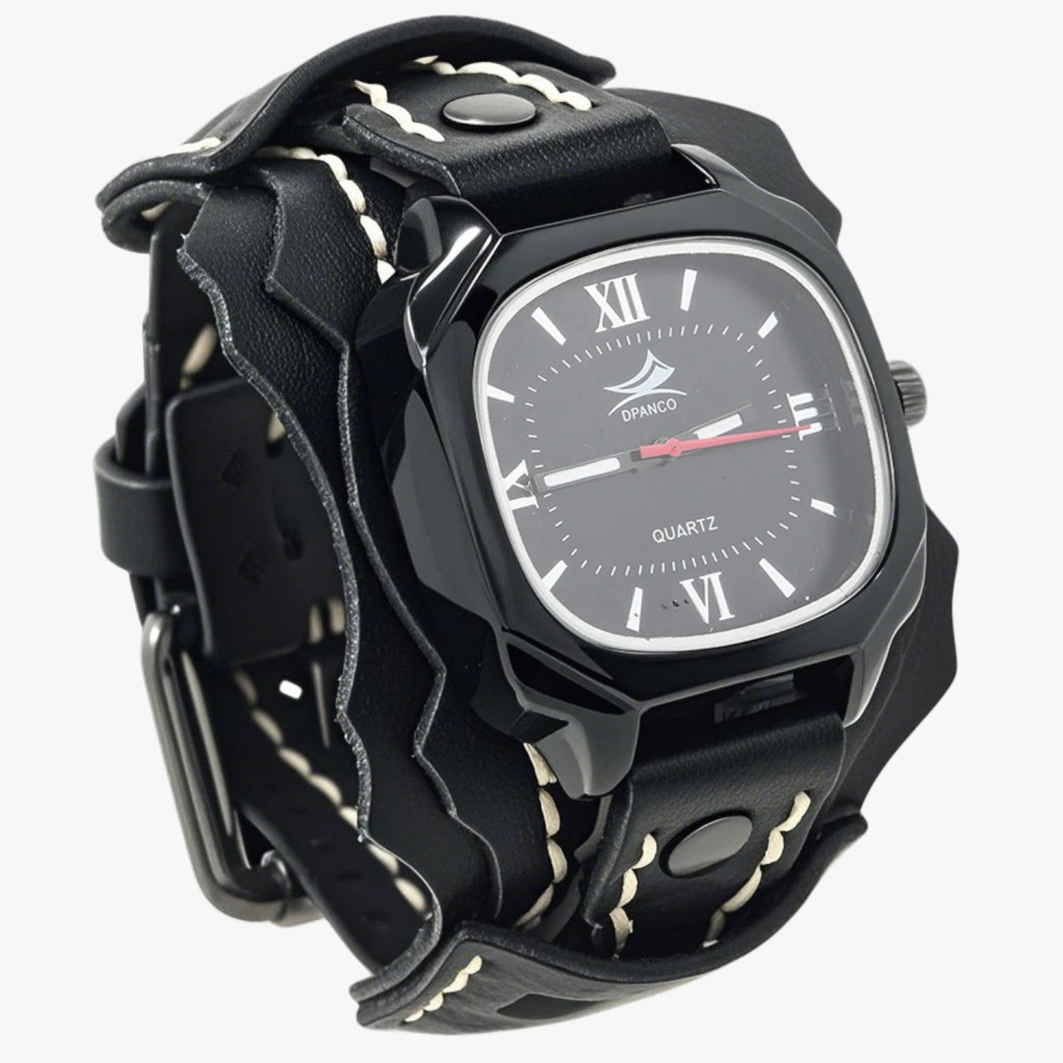 Alden | Großes quadratisches Herrenuhr mit echtem Lederarmband