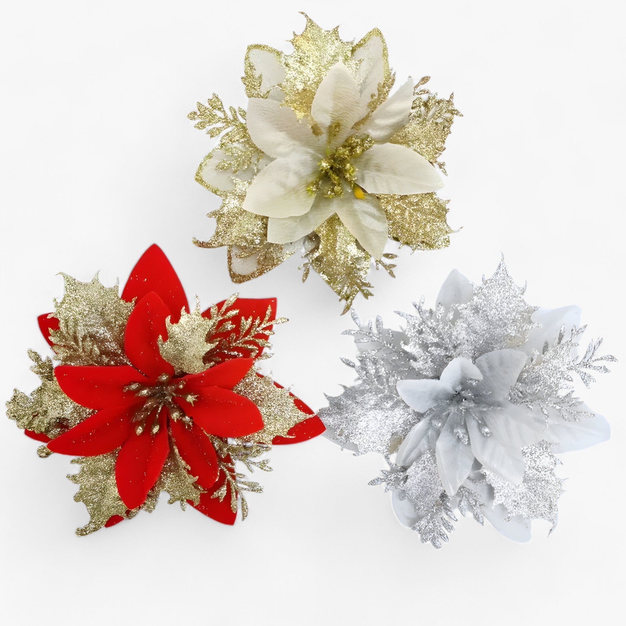 Blooms | Kunstweihnachtsblumen mit Glänzendem Goldstaub - Eleganz für Weihnachten - - Blooms | Kunstweihnachtsblumen mit Glänzendem Goldstaub - Eleganz für Weihnachten- €25 - Concept Neurenberg