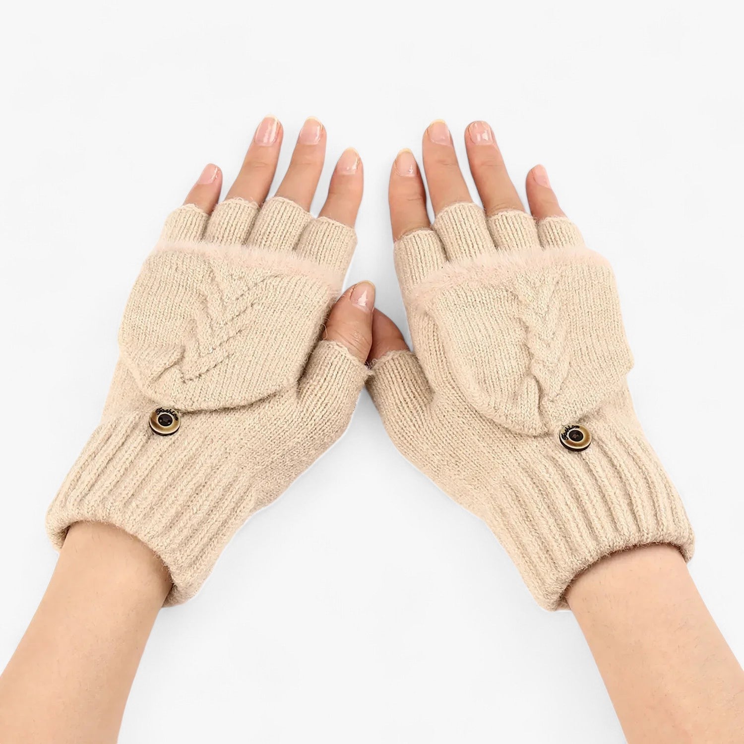 Dicke umgeschlagene gestrickte Handschuhe für Damen - für kaltes Wetter - Beige Eine Größe - Dicke umgeschlagene gestrickte Handschuhe für Damen - für kaltes Wetter - €25 - Concept Neurenberg