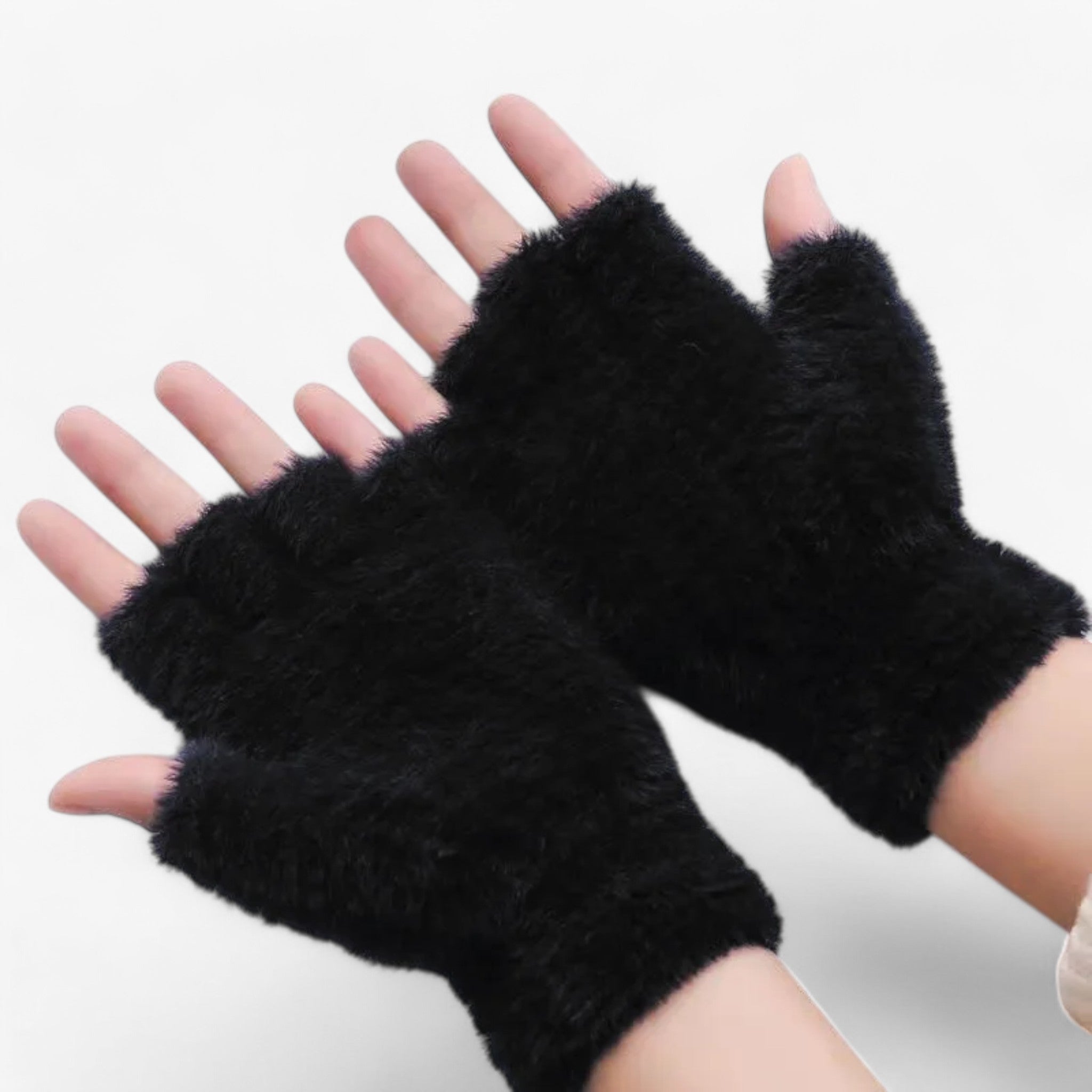 Halbhand Imitation Mink Handschuhe - Wärme & Touchscreen-Komfort - Schwarz - Halbhand Imitation Mink Handschuhe - Wärme & Touchscreen-Komfort - €25 - Concept Neurenberg