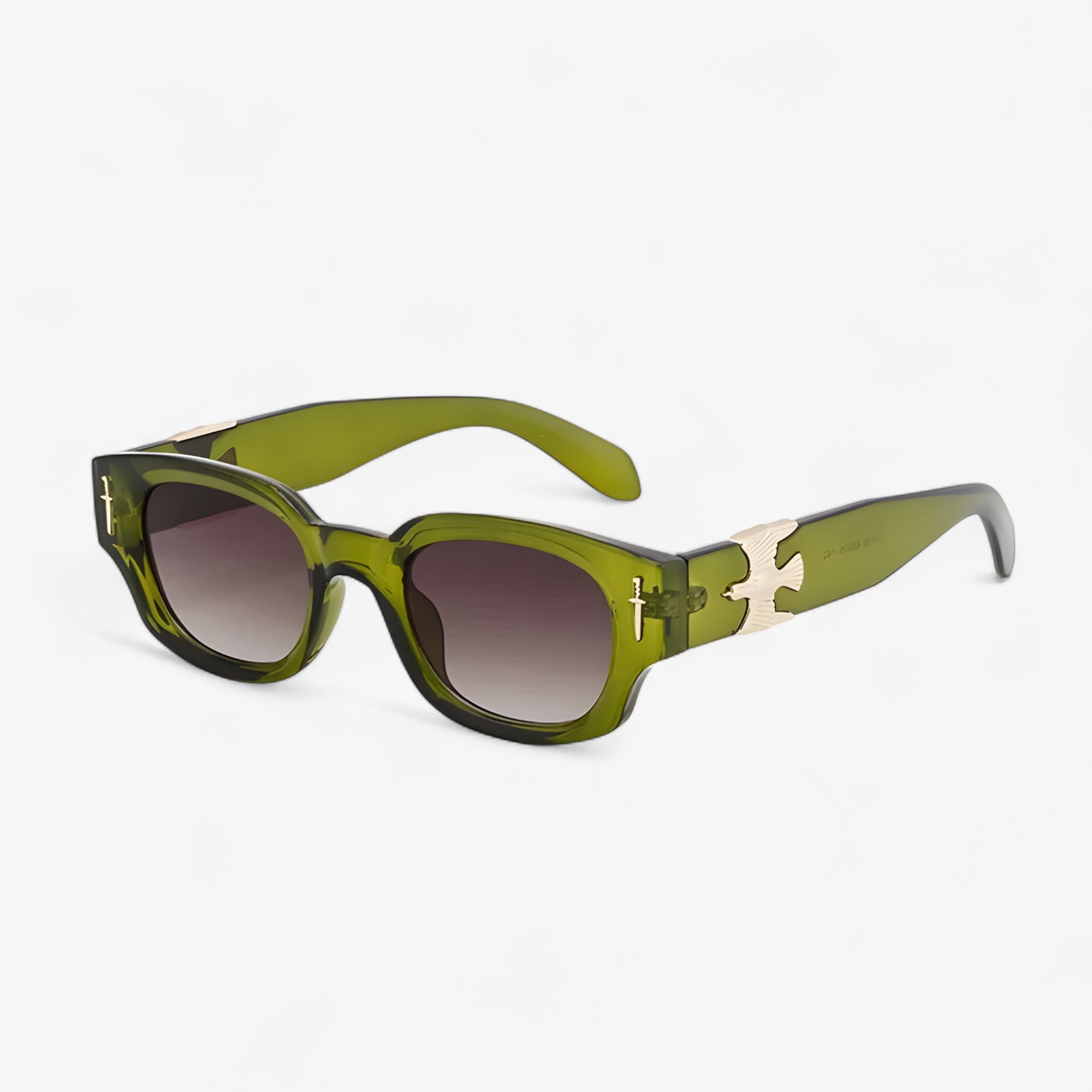 Arvid | Vintage rechteckige Sonnenbrille mit fliegendem Adler