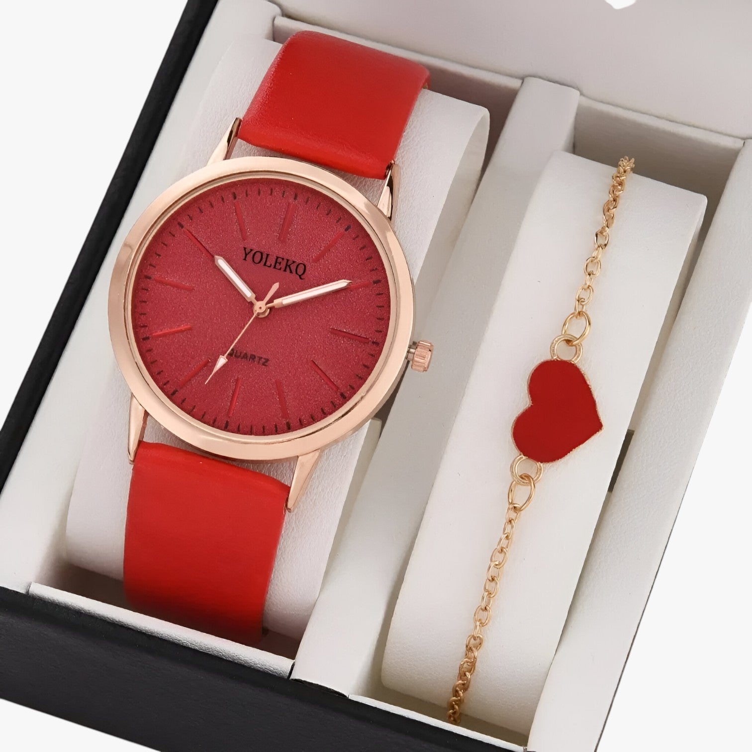 Nova | Set Eleganza Femminile 2 Uhren aus Leder für Damen und Armband, Luxusstil am Handgelenk