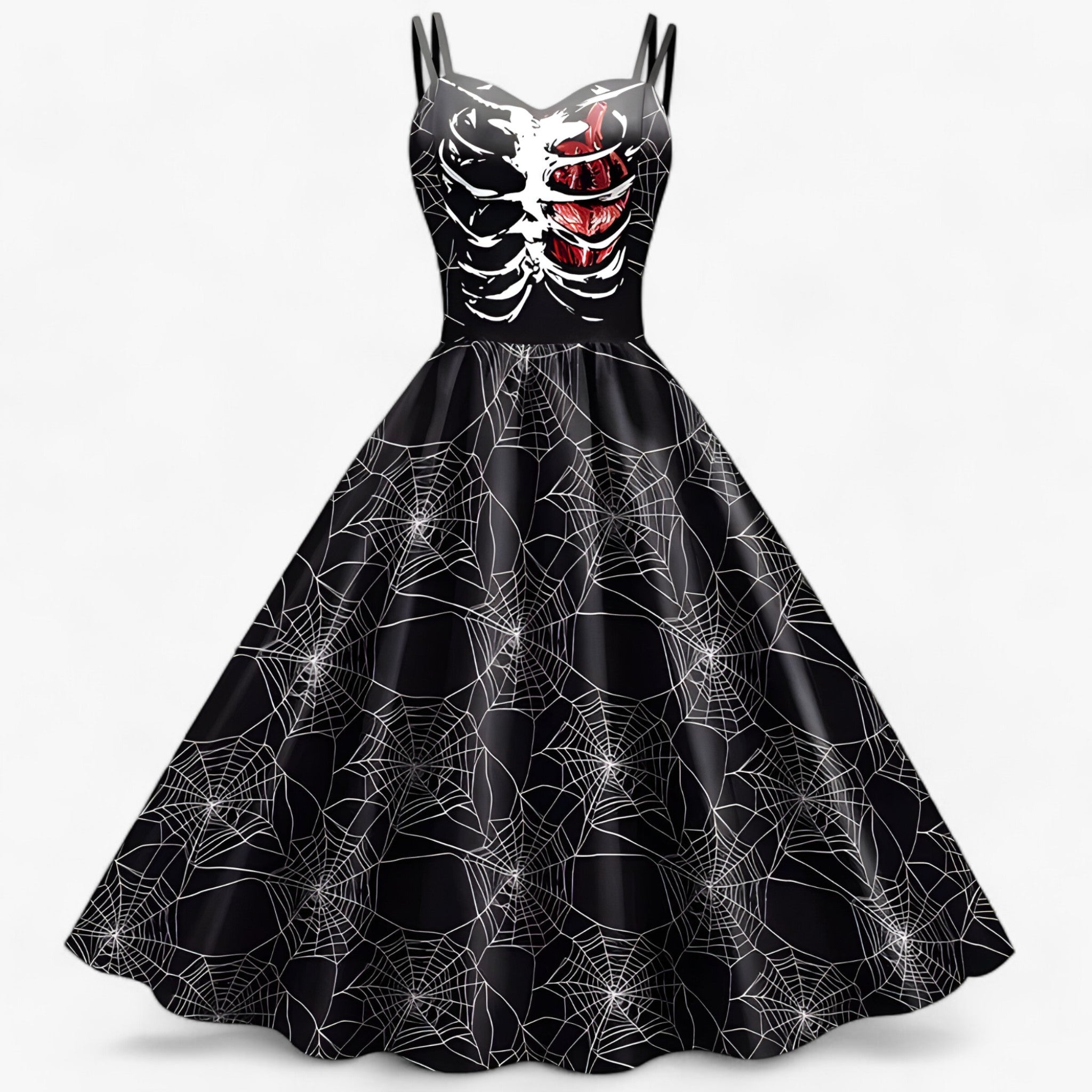 Gothic-Kleid - Rockabilly & Horror-Party-Outfit - Skelett Spinnennetz - Dahlia | Gothic-Kleid - Rockabilly & Horror-Party-Outfit - €25 - Concept Düsseldorf