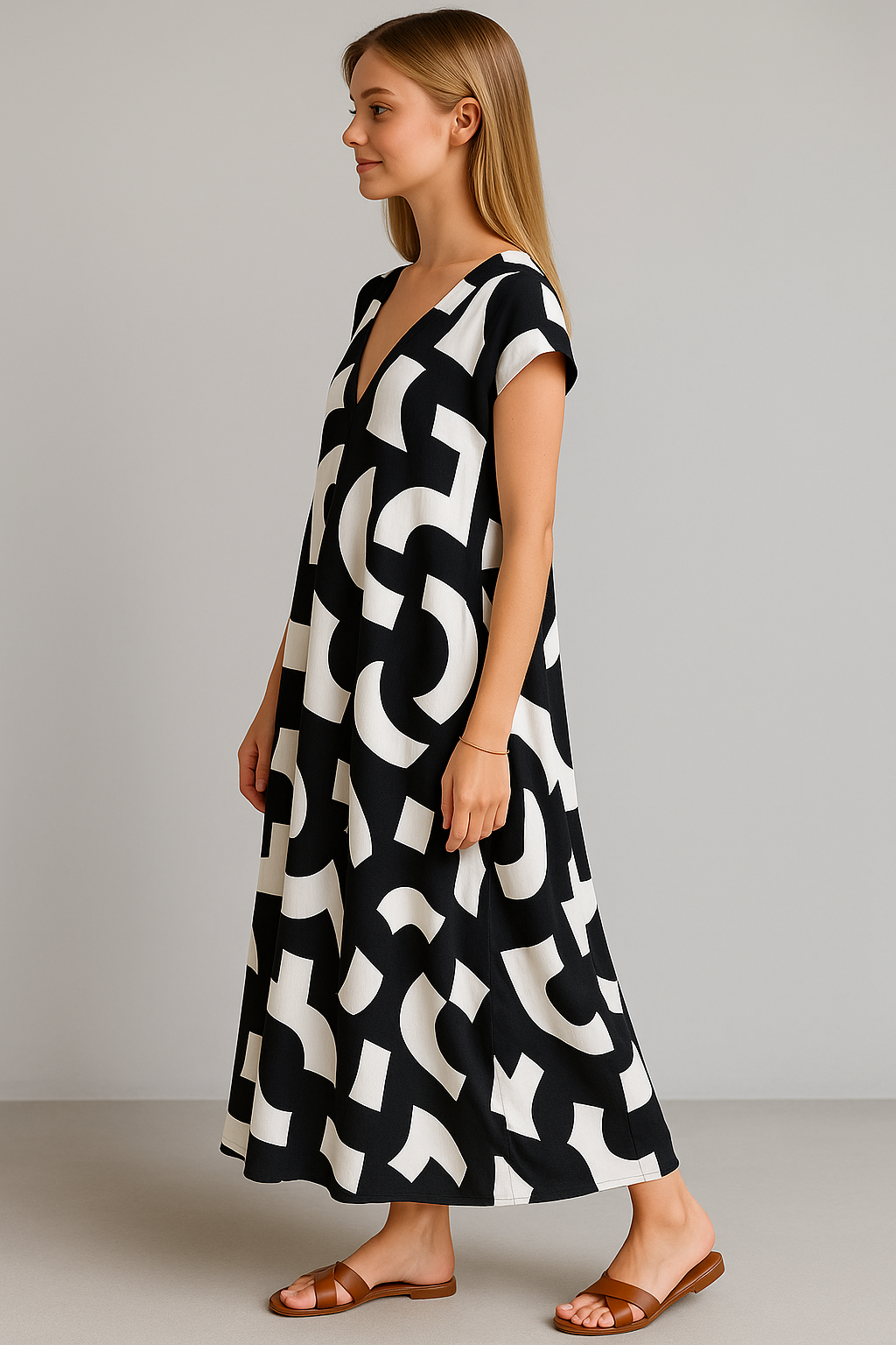Schwarzes Maxikleid für Damen im Sommer 2