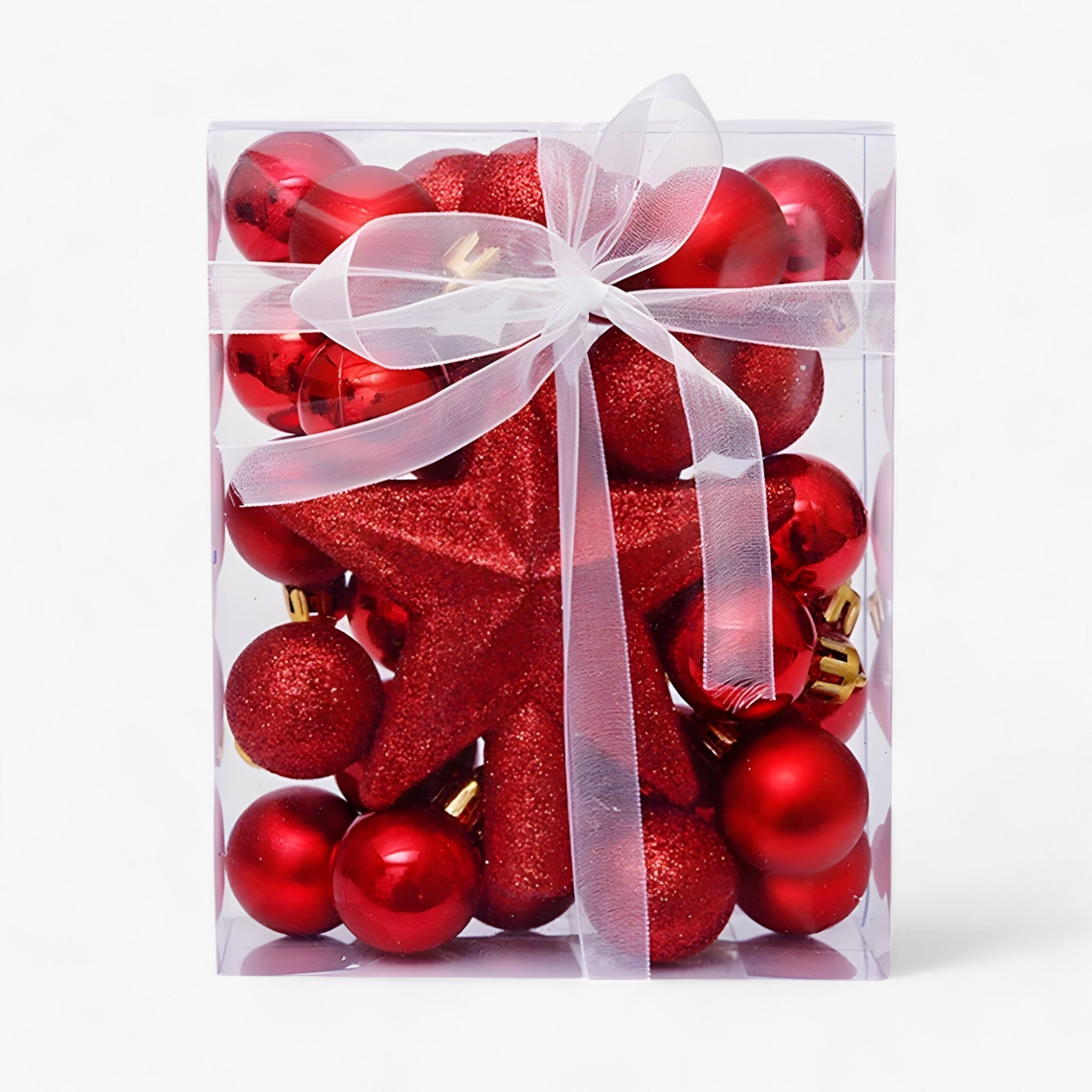 Set mit 30 Weihnachtskugeln mit Stern – Baumdekoration und Neujahrsgeschenk - Rot - Set mit 30 Weihnachtskugeln mit Stern – Baumdekoration und Neujahrsgeschenk - €25 - Concept Düsseldorf