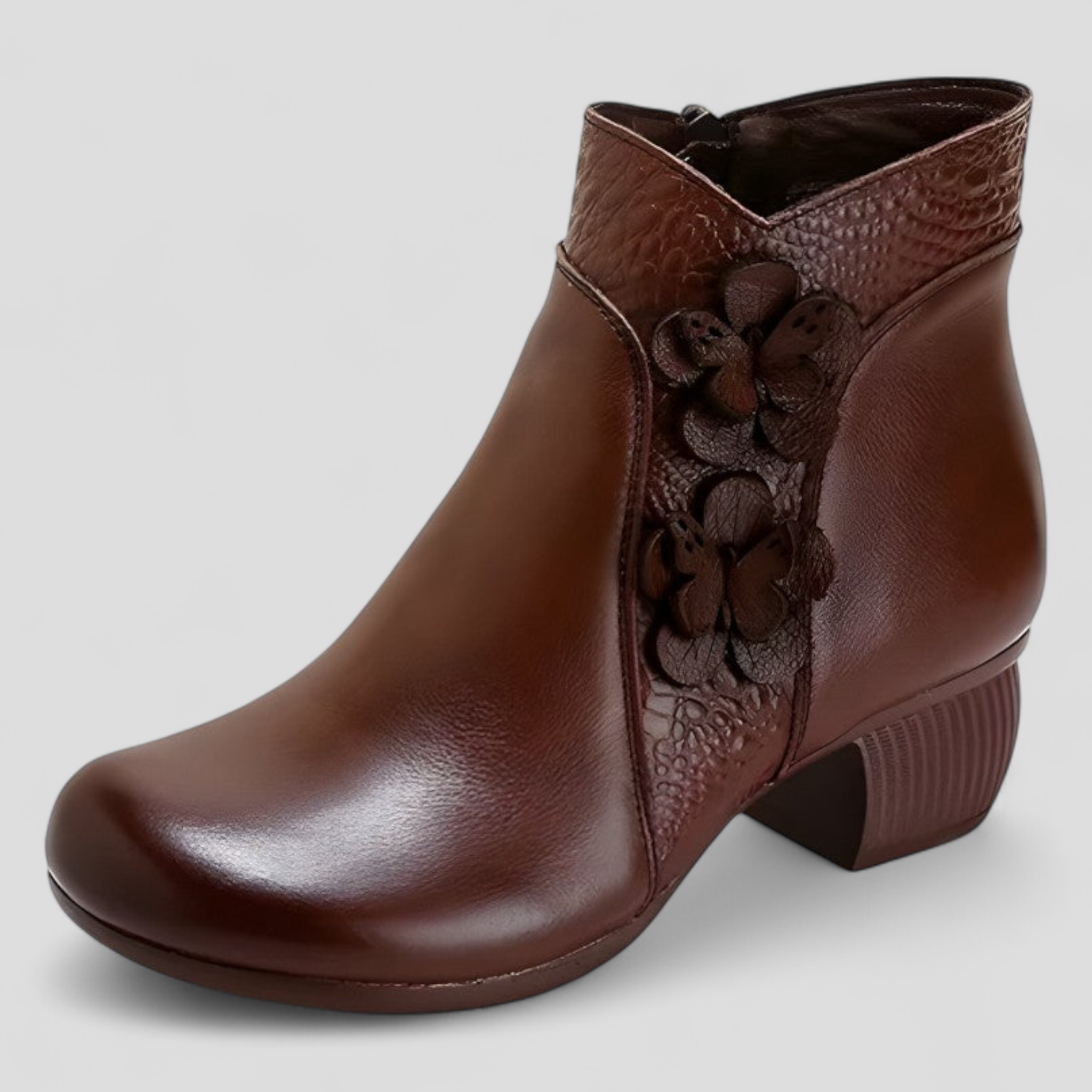 Greta | Retro-Stiefeletten aus echtem Leder mit optischem Absatz