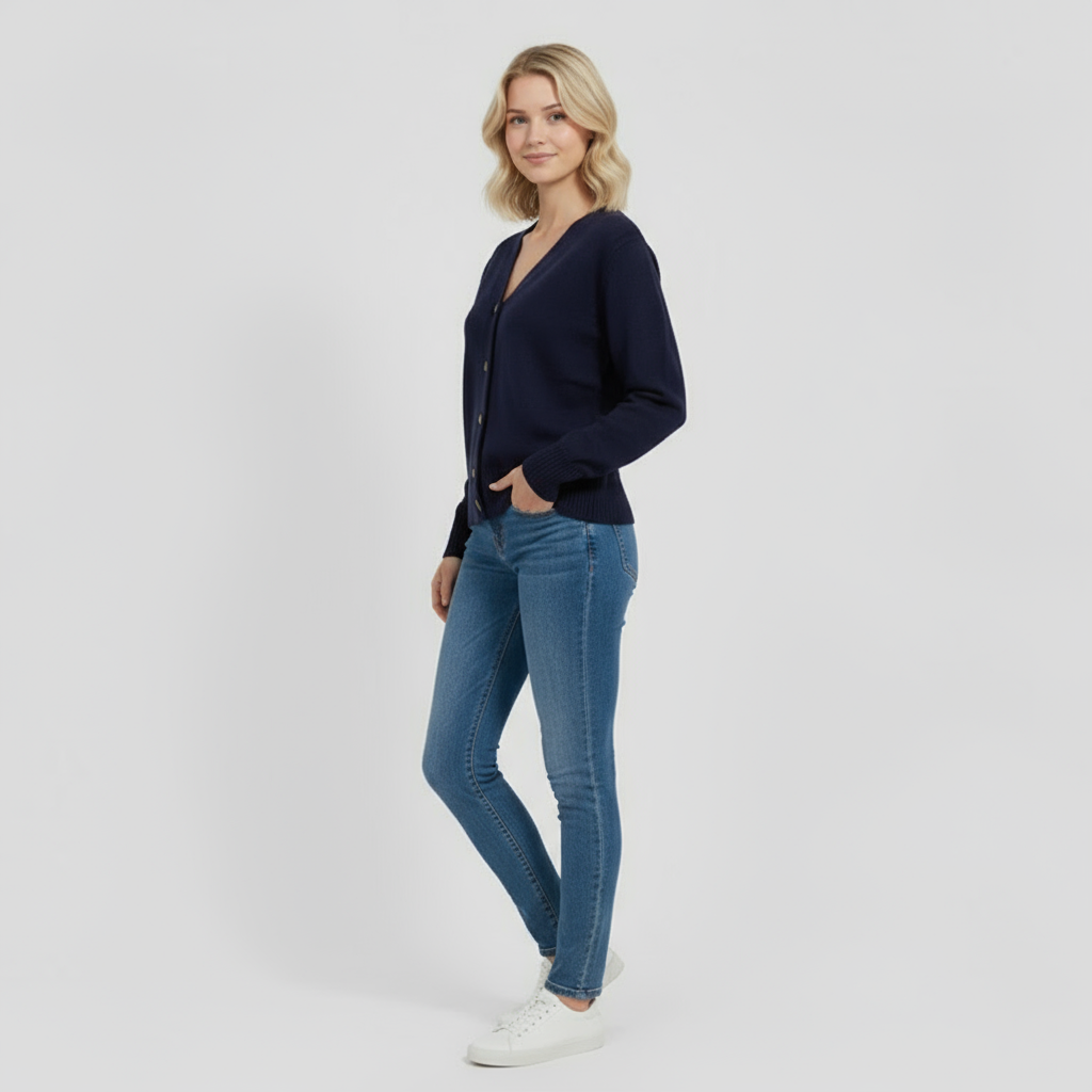 Doretta | Warme Pullover Damen aus Reiner Wolle mit Knöpfen