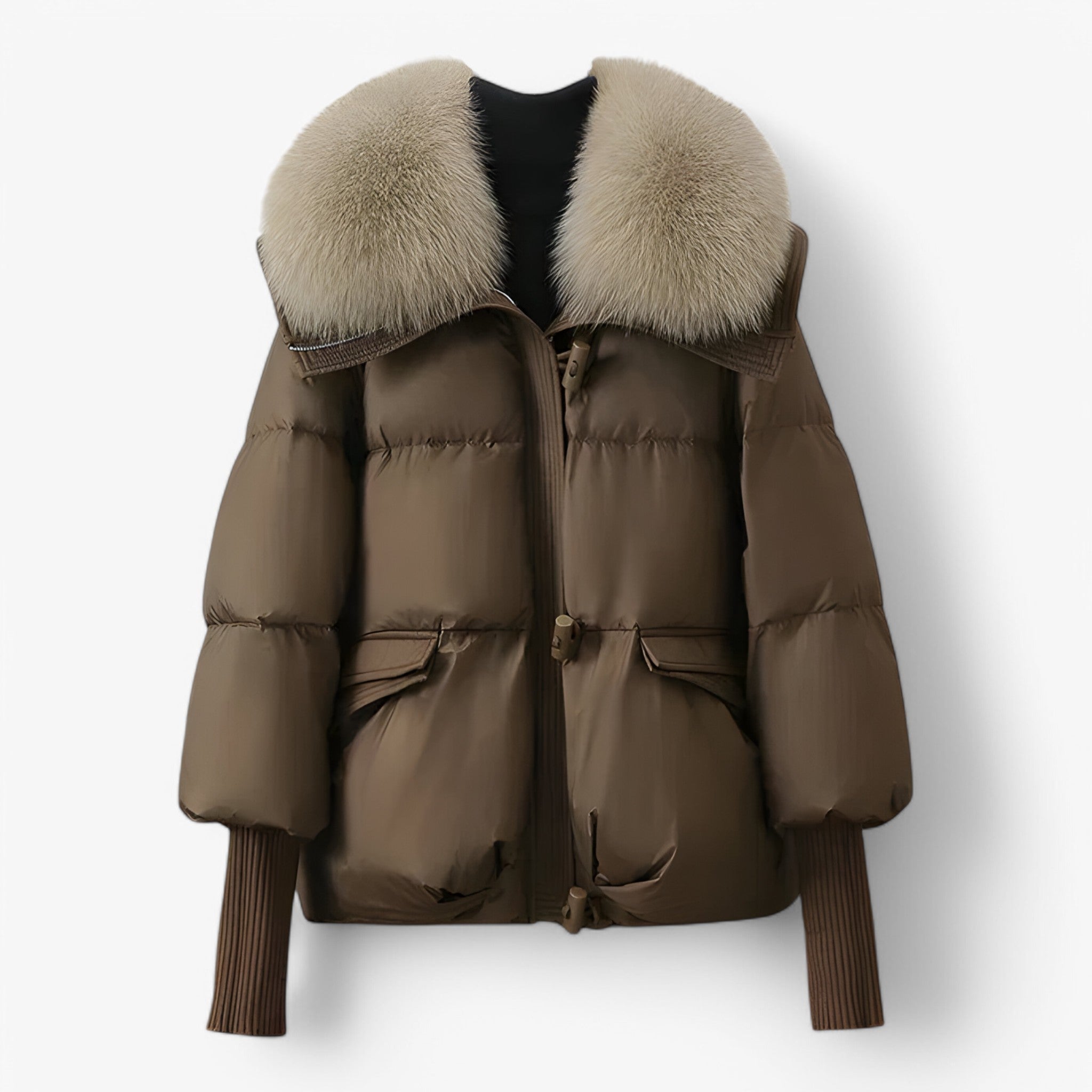 Lucy | Eleganter Mantel mit Pelzbesatz