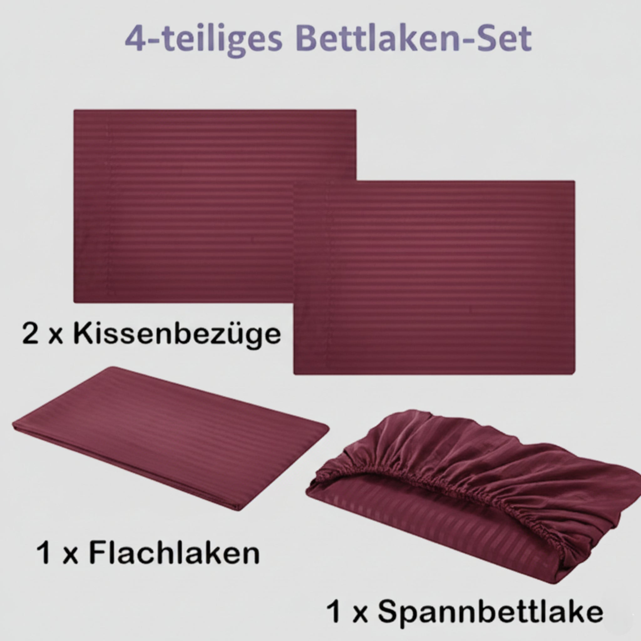 4-teiliges Mikrofaser Bettwäsche-Set – Spannbettlaken mit Gummizug
