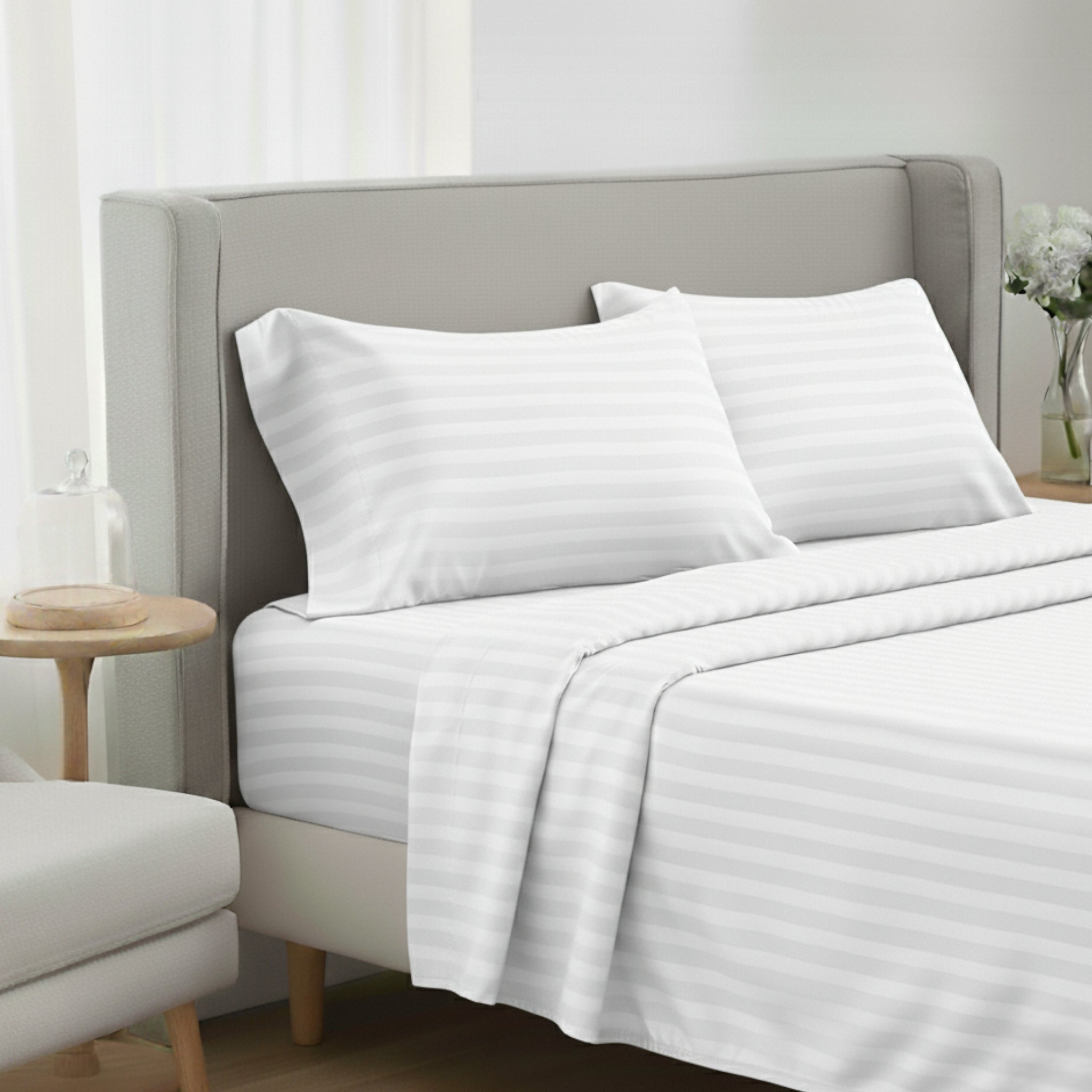 4-teiliges Mikrofaser Bettwäsche-Set – Spannbettlaken mit Gummizug