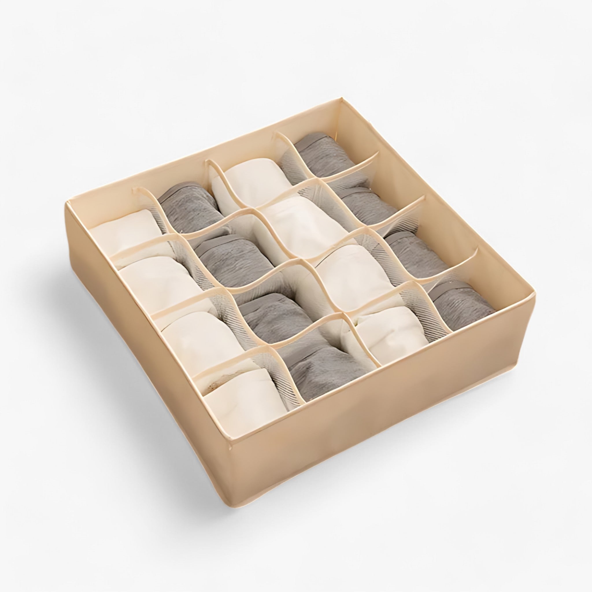 Unterwäsche-Organizer | Faltbarer Schubladenteiler - Bewahrt Socken und BHs ordentlich auf - Beige 16 Fächer - Unterwäsche-Organizer | Faltbarer Schubladenteiler - Bewahrt Socken und BHs ordentlich auf - €25 - Concept Frankfurt