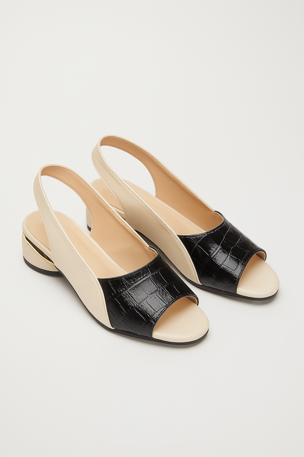 Clara | Elegante Slingback Sandals mit Kroko-Optik und Blockabsatz