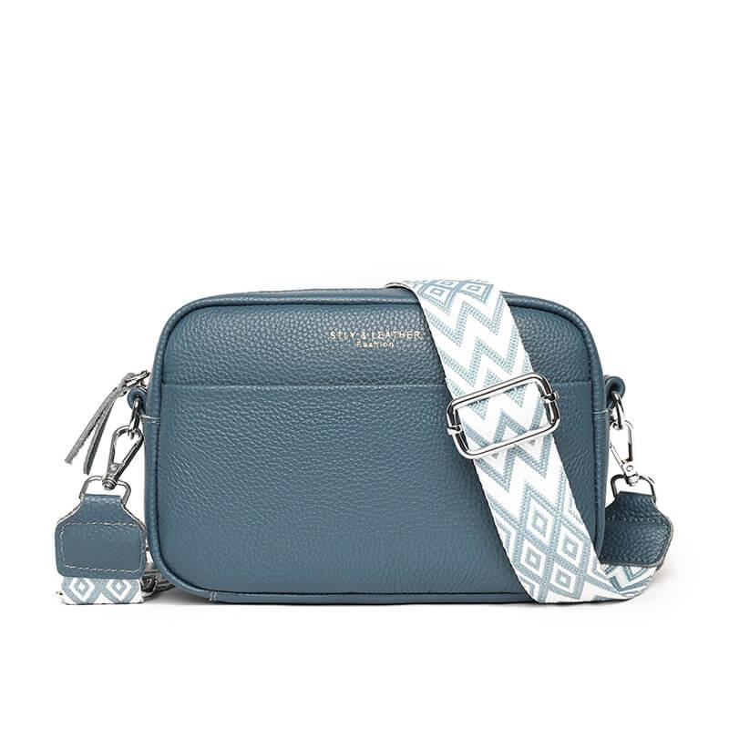 Elegante Leder Crossbody-Tasche - Blau - Elegante Leder Crossbody-Tasche - Concept Frankfurt