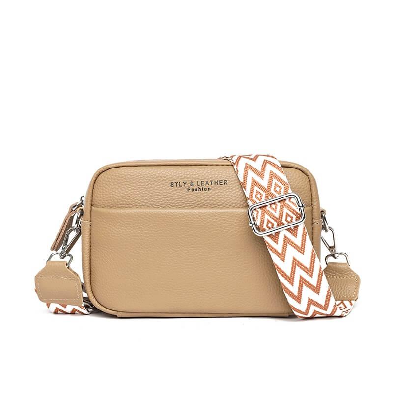 Elegante Leder Crossbody-Tasche - Khaki - Elegante Leder Crossbody-Tasche - Concept Frankfurt