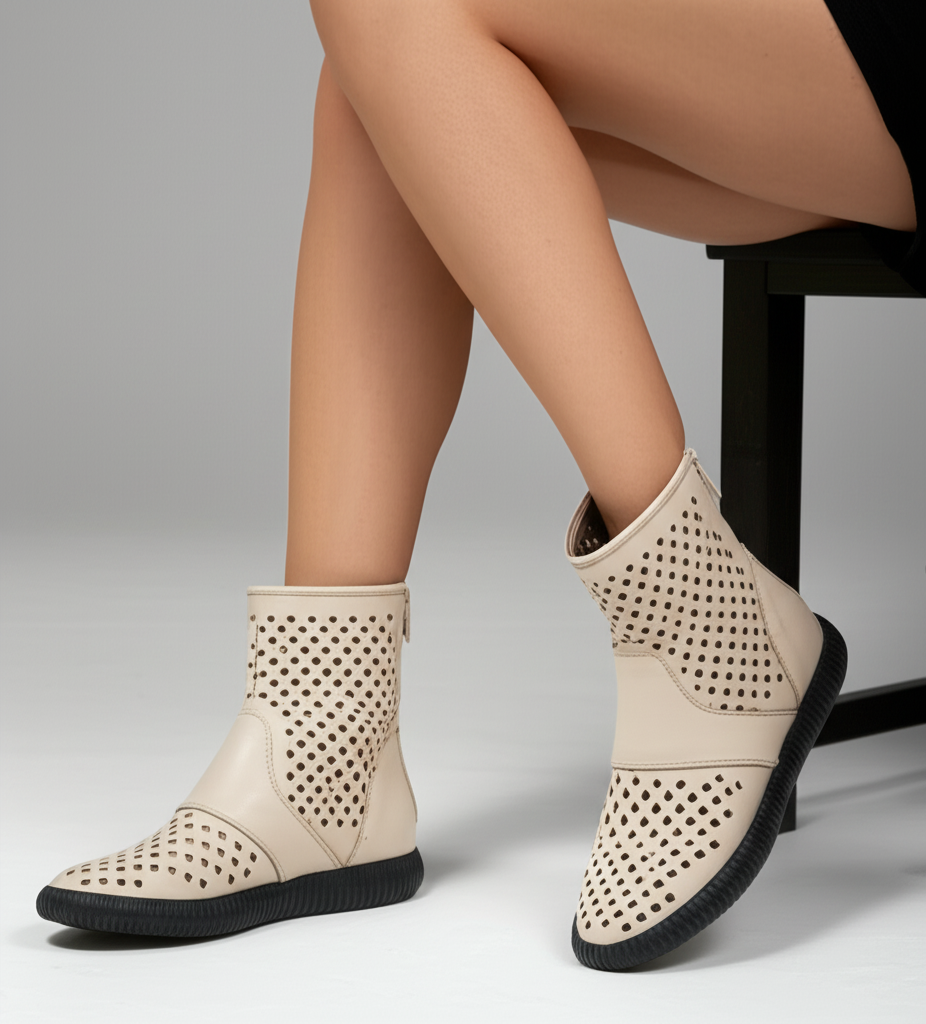 Leah | Knöchellange Stiefel aus echtem Leder mit Keil und modernem Schnitt