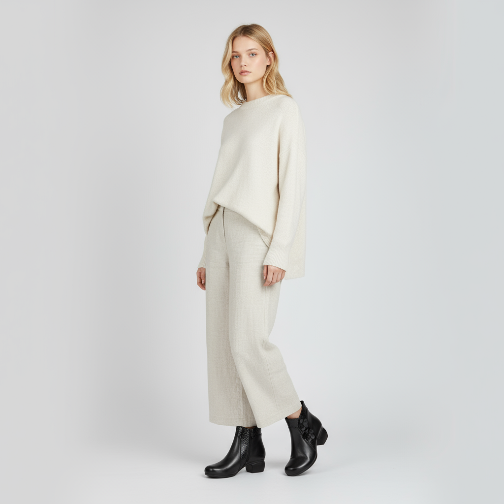 Greta | Retro-Stiefeletten aus echtem Leder mit optischem Absatz