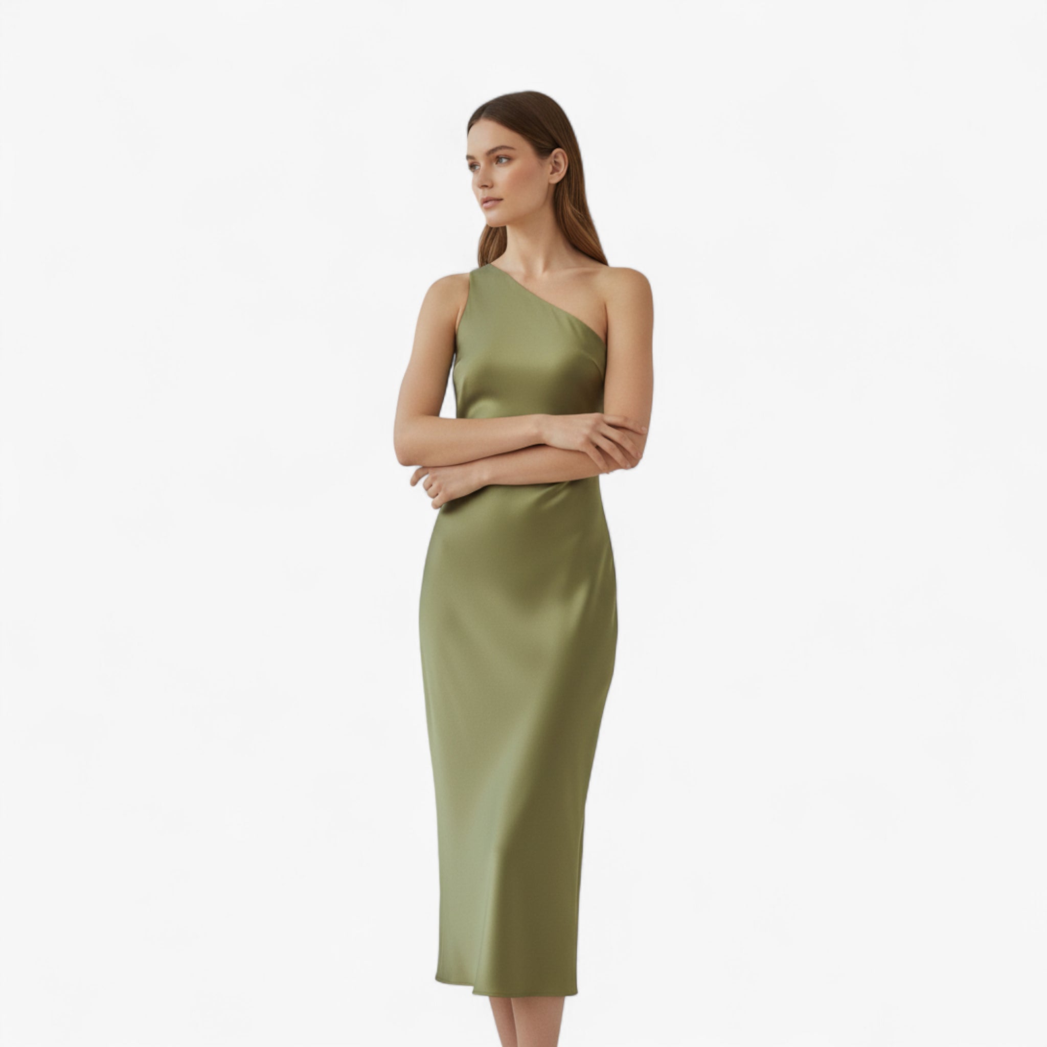 Luna | Asymmetrisches Midi-Kleid für Damen mit einem Schulterträger