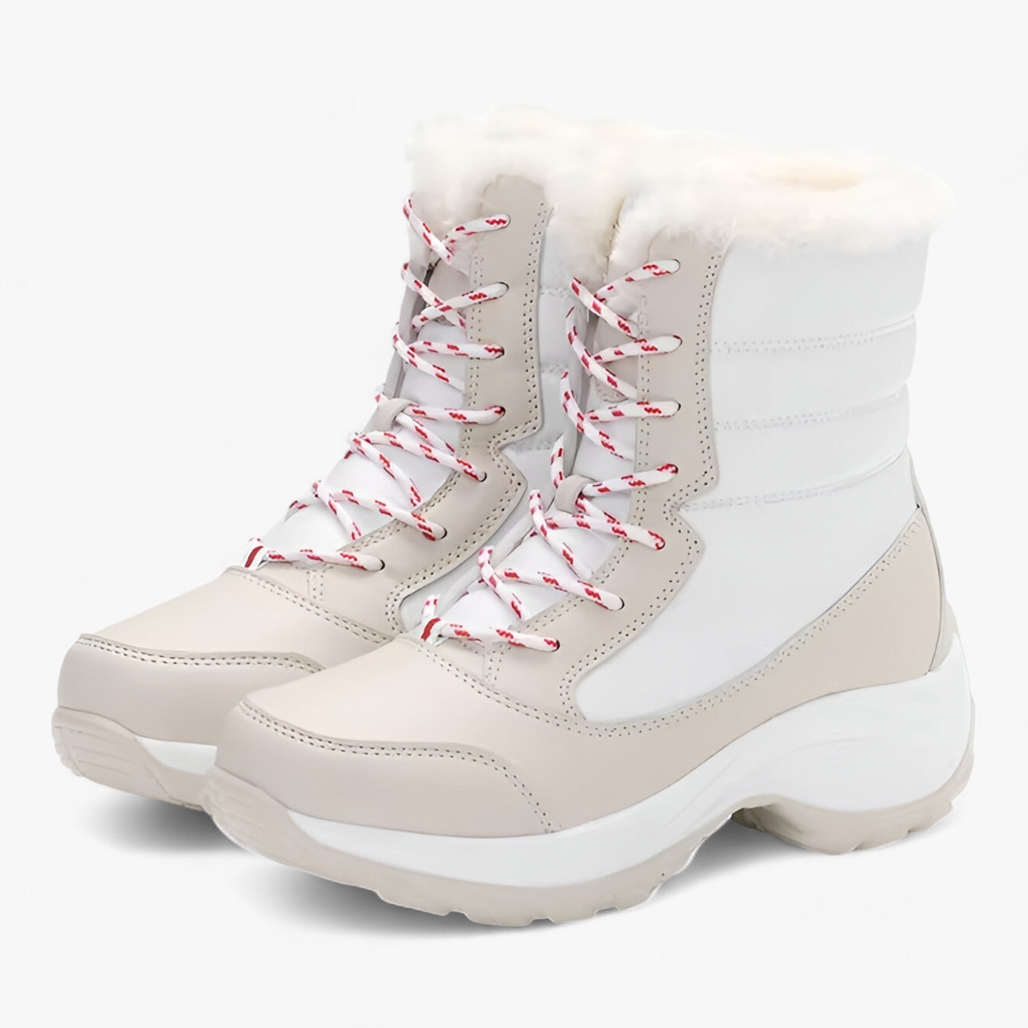 Stiefel aus Kunstfell - Wasserdichter und Wärme spendender Winter-Support - Creme - Orthopädische Stiefel aus Kunstfell - Wasserdichter und Wärme spendender Winter-Support - €25 - Concept Frankfurt