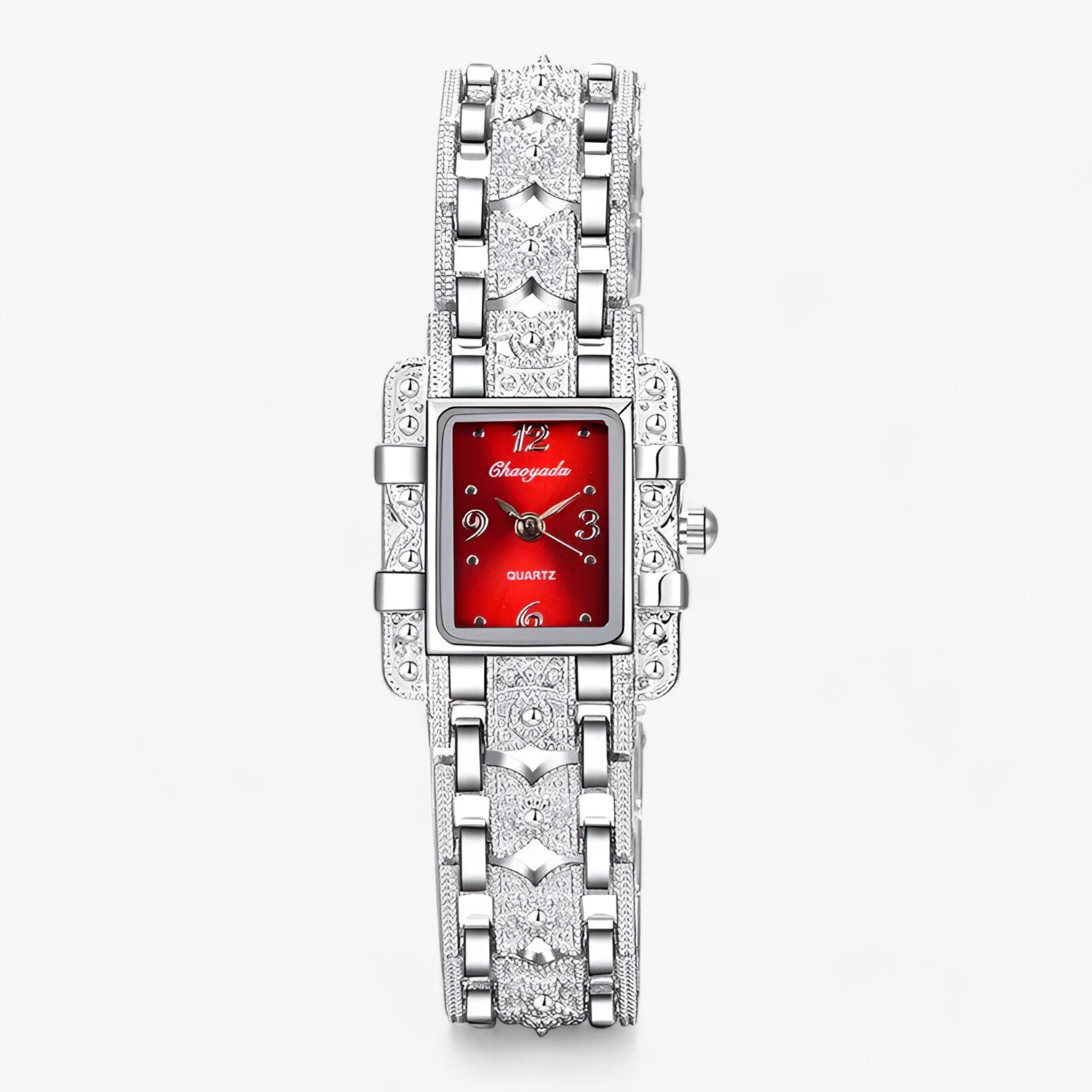 Armbanduhr mit Rechteckigem Zifferblatt und Kristallen - Modisch und Elegant für Frauen - Rot - Armbanduhr mit Rechteckigem Zifferblatt und Kristallen - Modisch und Elegant für Frauen- €25 - Concept Frankfurt