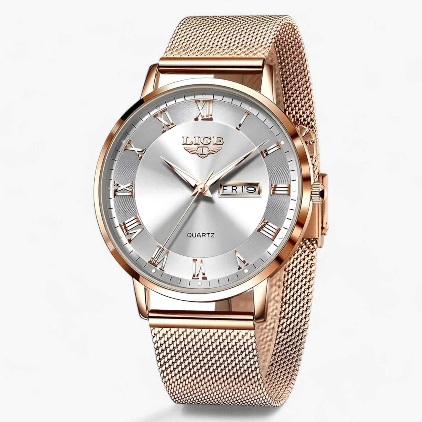 Stahl-Mesh Uhr - Raffiniertes Zeitmesser für den täglichen Gebrauch - Roségold weiß - LINA - Stahl-Mesh Uhr - Raffiniertes Zeitmesser für den täglichen Gebrauch - €25 - Concept Frankfurt