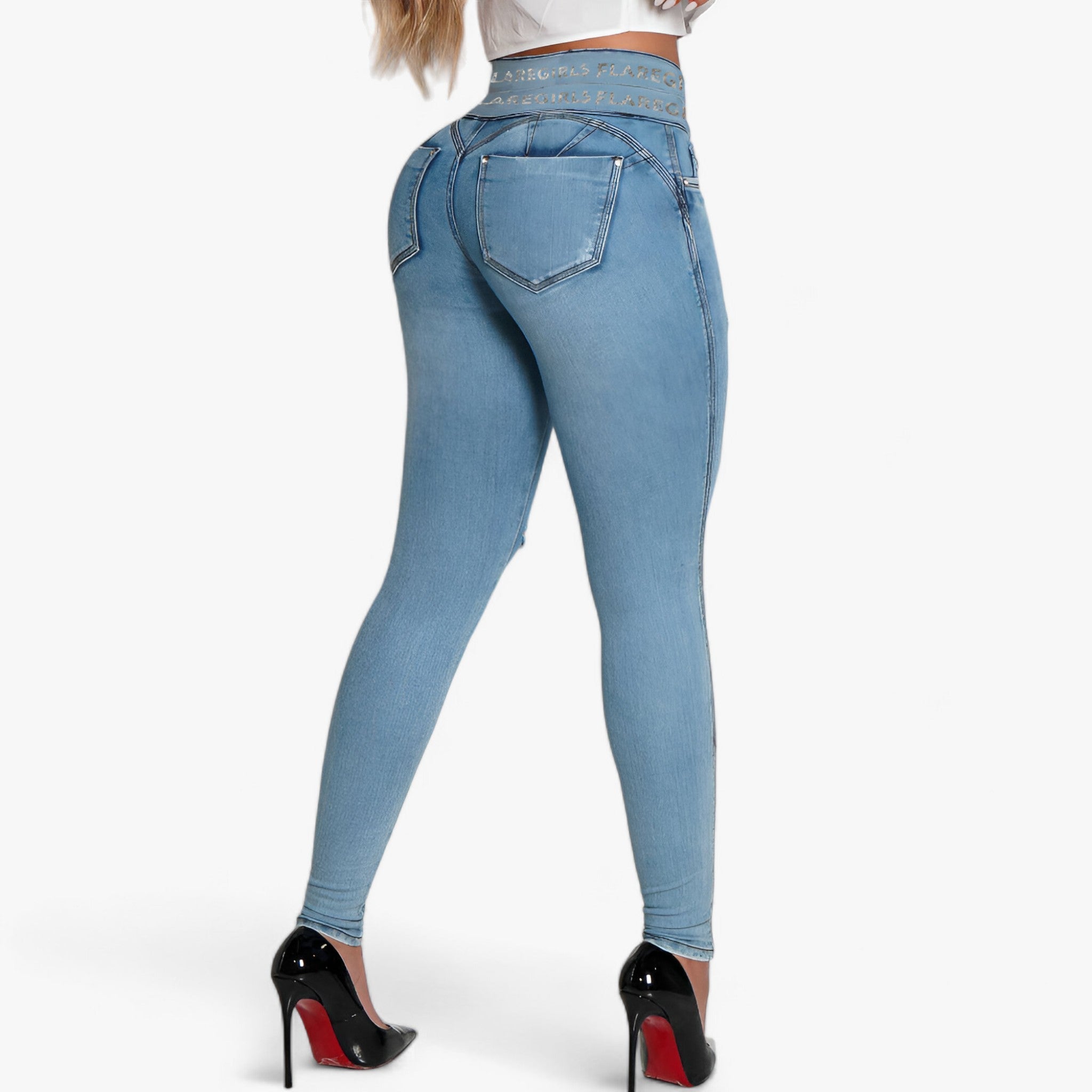 Trendy | Modische Hochbund Slim-Fit Destroyed Jeans - Moderner Stil mit einem Chic-Edge - Hellblau - Trendy | Modische Hochbund Slim-Fit Destroyed Jeans - Moderner Stil mit einem Chic-Edge - €25 - Concept Frankfurt