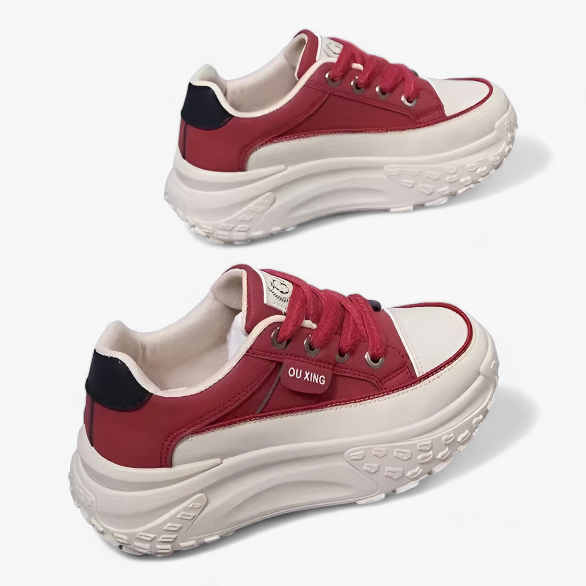 Retro Platform Sneakers - Vielseitige Mode - Rot - Retro Platform Sneakers - Vielseitige Mode - €25 - Concept Frankfurt