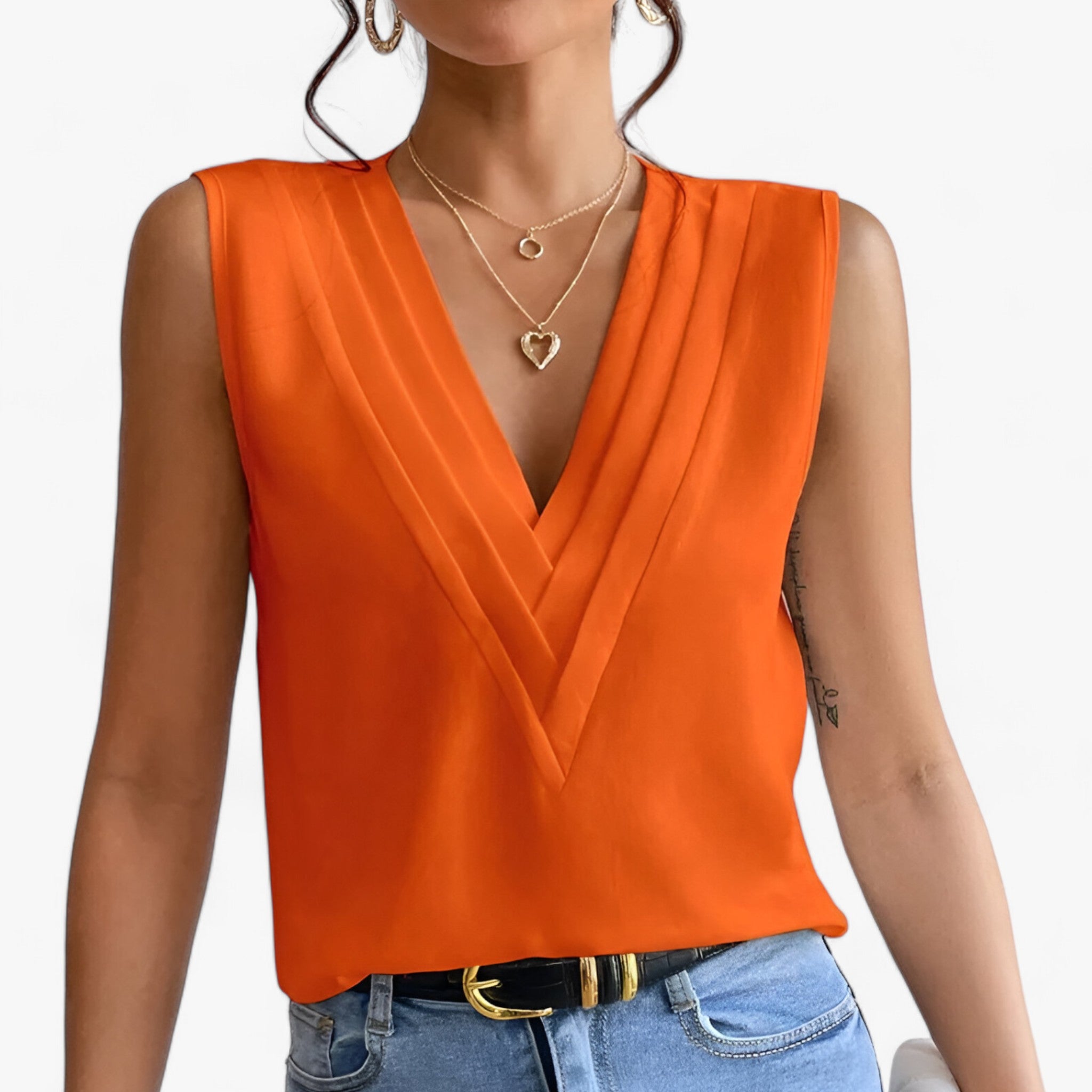 Ärmellose Bluse - Für mühelosen Komfort - Orange - Lieselotte | Ärmellose Bluse - Für mühelosen Komfort - €25 - Concept Frankfurt