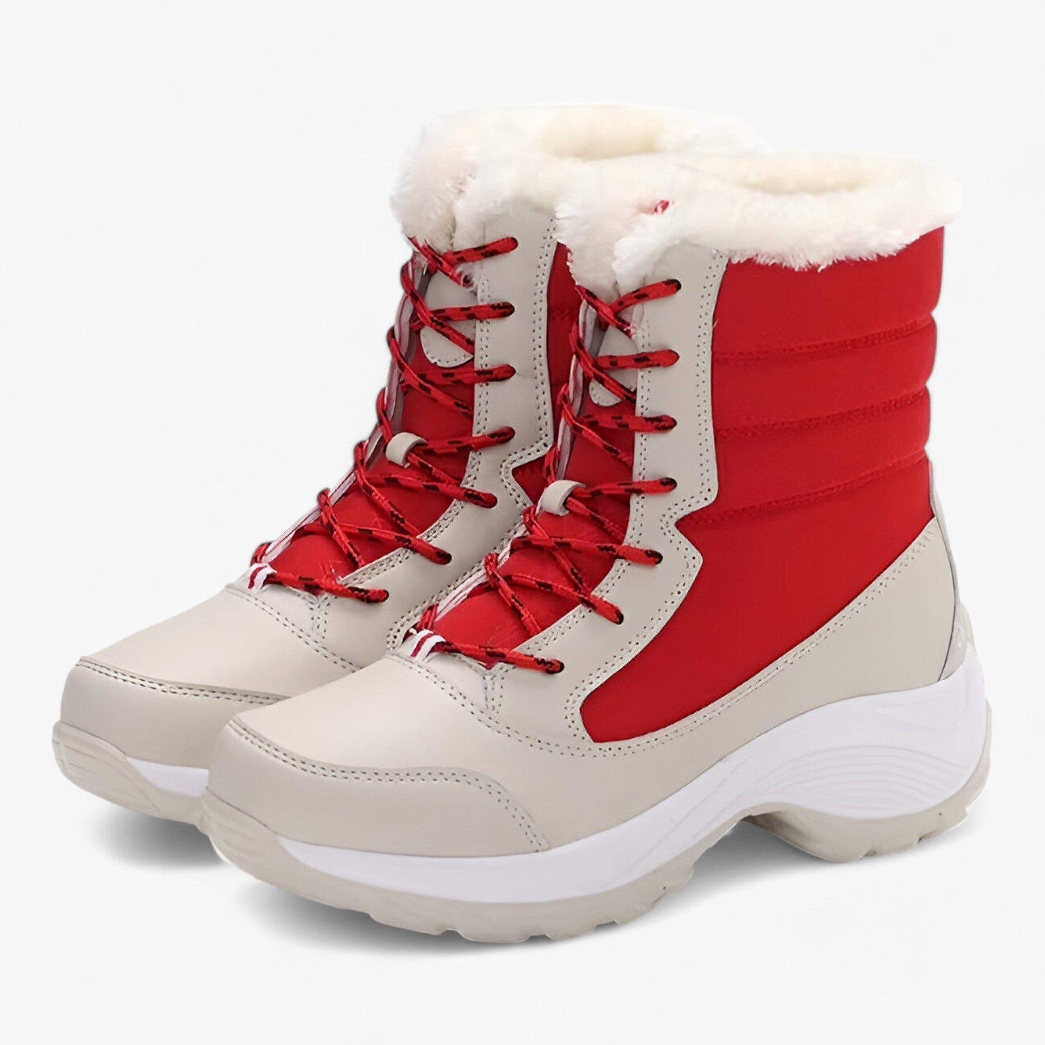 Stiefel aus Kunstfell - Wasserdichter und Wärme spendender Winter-Support - Rot - Orthopädische Stiefel aus Kunstfell - Wasserdichter und Wärme spendender Winter-Support - €25 - Concept Frankfurt