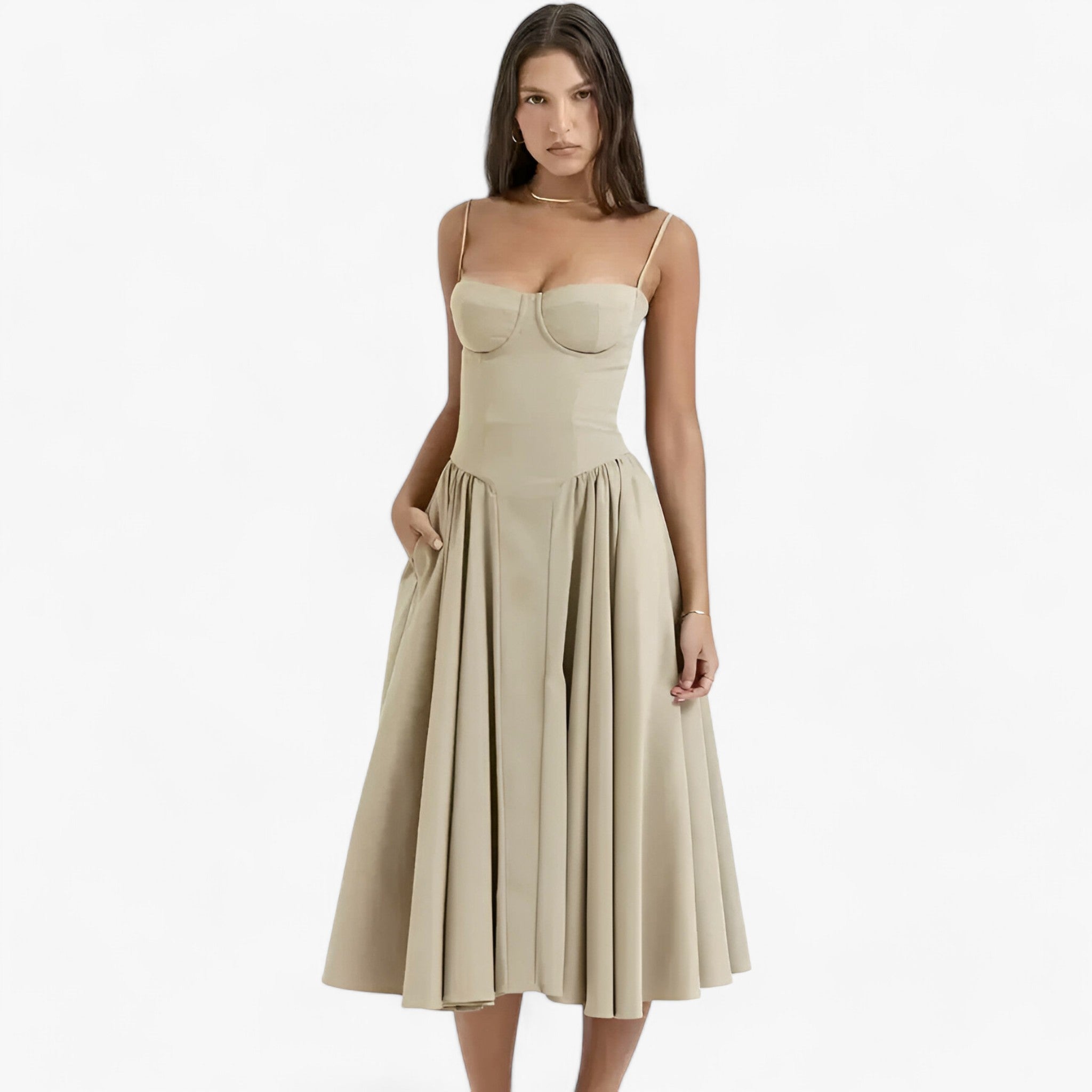 Korsettkleid - Zeitlose Eleganz - Khaki - Korsettkleid - Zeitlose Eleganz - €25 - Concept Frankfurt