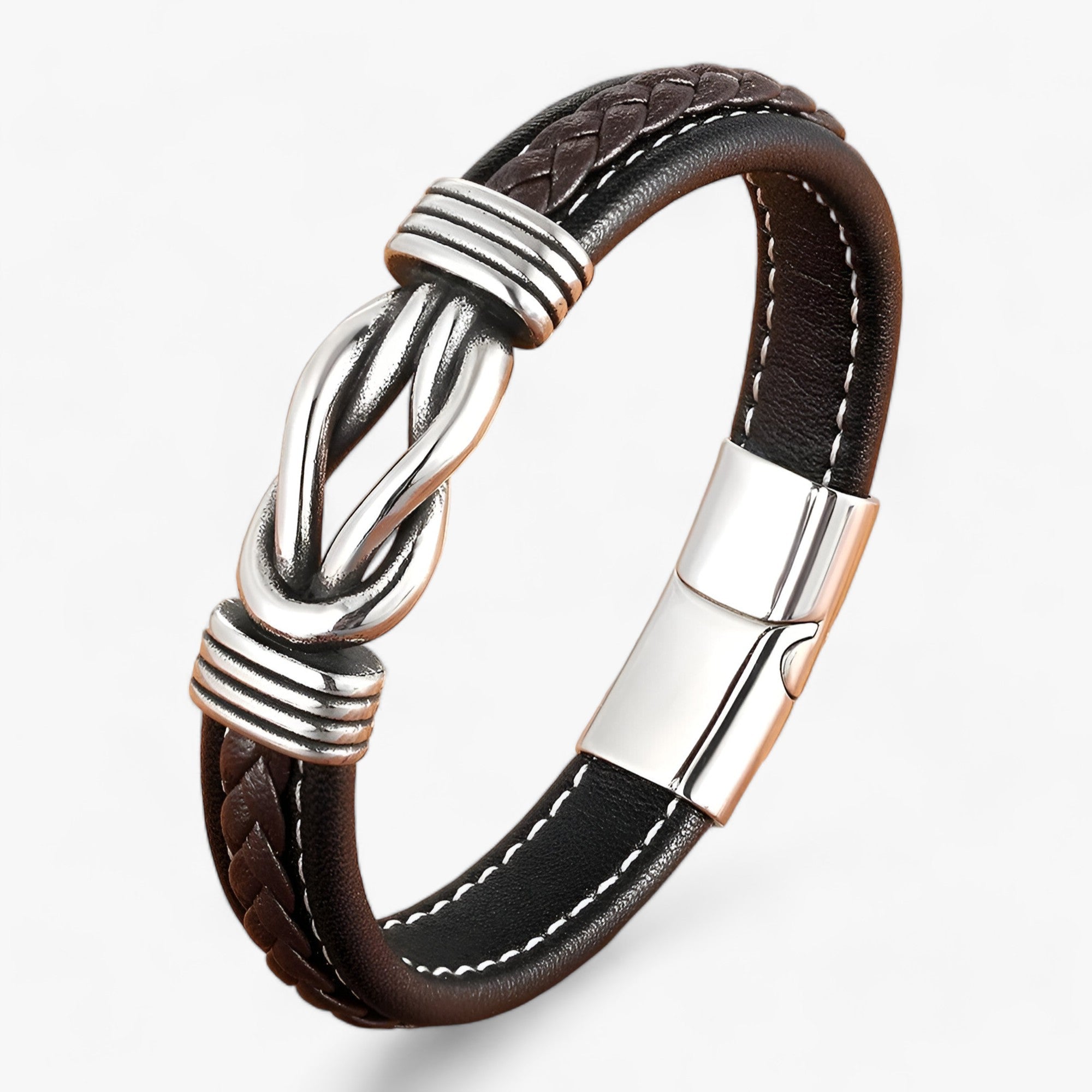 Echtes Lederarmband - Vereint Raffinesse und Robustheit - Schwarz mit Kaffee - Echtes Lederarmband - Vereint Raffinesse und Robustheit - €25 - Concept Frankfurt