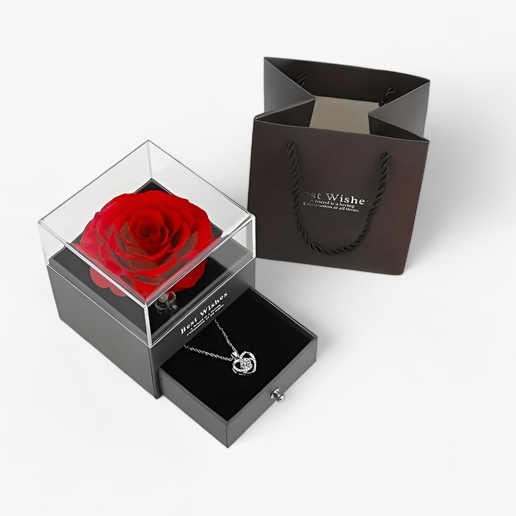 Elegante Herz-Zirkonia-Halskette mit luxuriöser Rosen-Geschenkbox - - AMORE | Elegante Herz-Zirkonia-Halskette mit luxuriöser Rosen-Geschenkbox - €25 - Concept Frankfurt