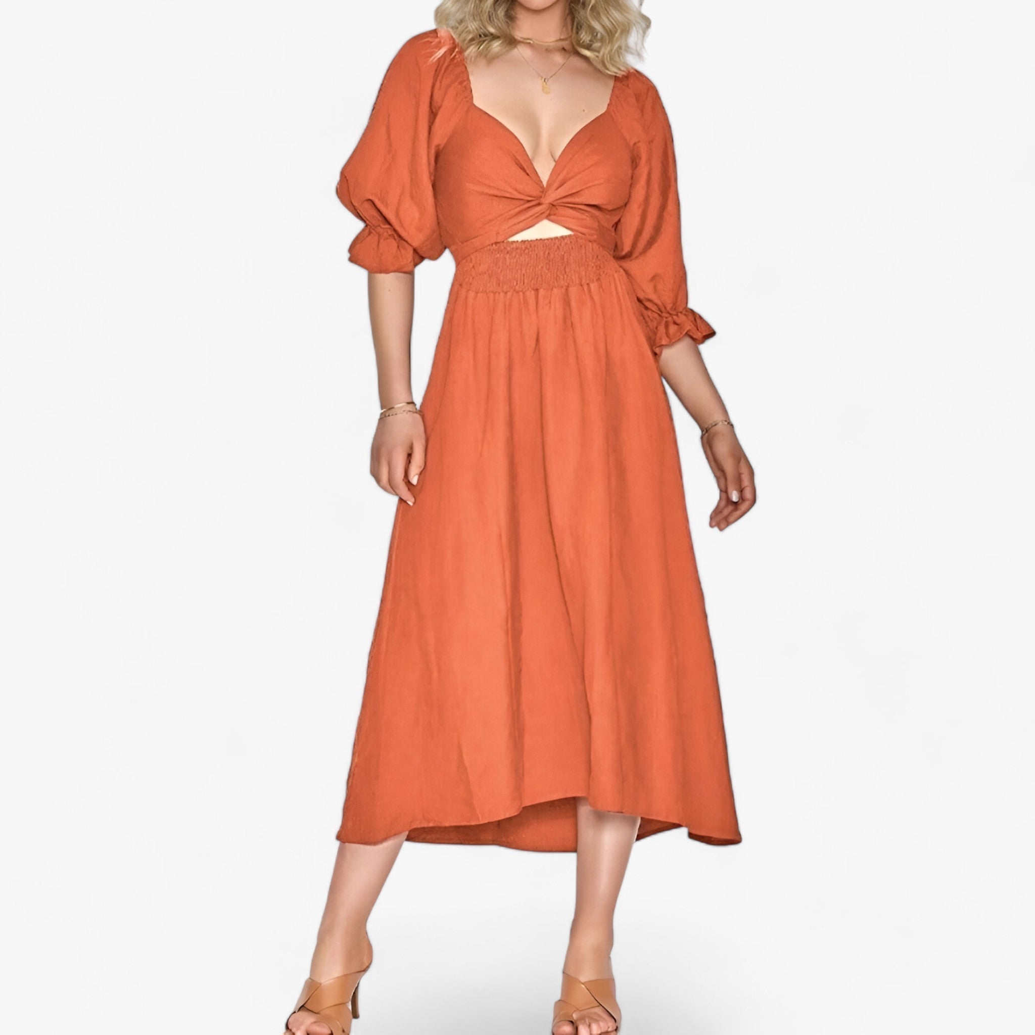 Kleid mit Rüschenärmeln - Elegant und Bequem - Rot - Kleid mit Rüschenärmeln - Elegant und Bequem - €25 - Concept Frankfurt