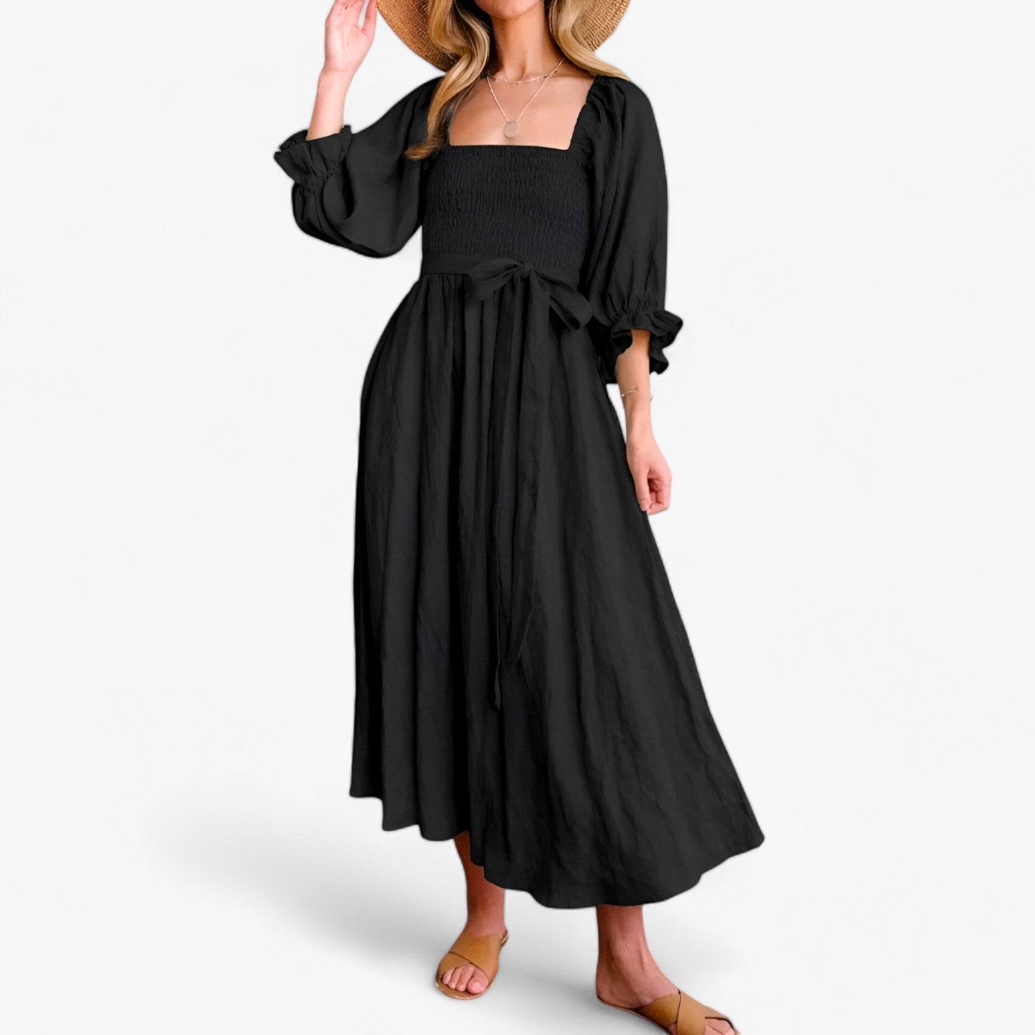 Kleid mit Rüschenärmeln - Elegant und Bequem - Schwarz - Kleid mit Rüschenärmeln - Elegant und Bequem - €25 - Concept Frankfurt