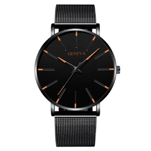 Herren Ultra-Dünn Geschäftsuhr - Schwarz Orange - Herren Ultra-Dünn Geschäftsuhr- €25 - Concept Neurenberg