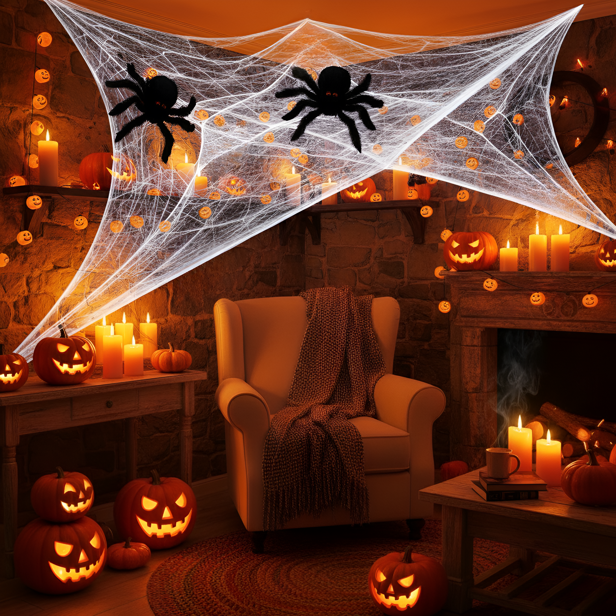 Gruseliges Spinnennetz für Halloween